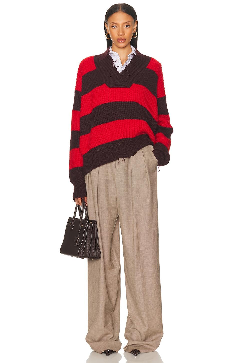 Sporty Stripe V Neck Jumper Product Image