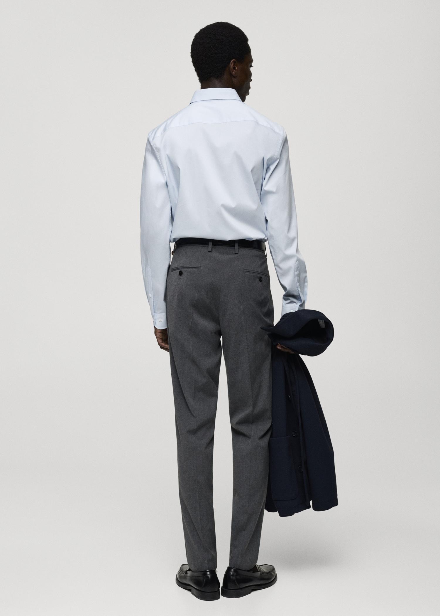 Regular-fit stretch cotton shirt - Men | MANGO USA Product Image