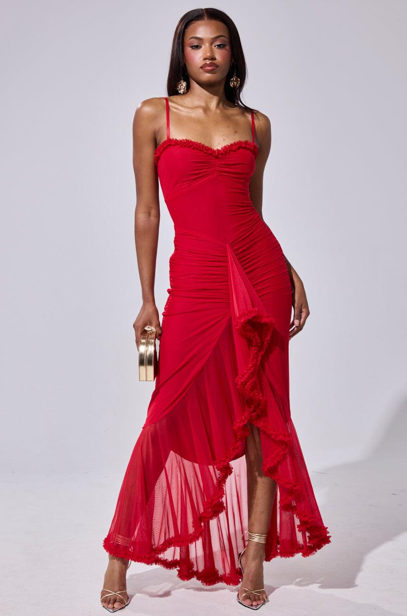 TATI RUFFLE MAXI DRESS IN RED Product Image