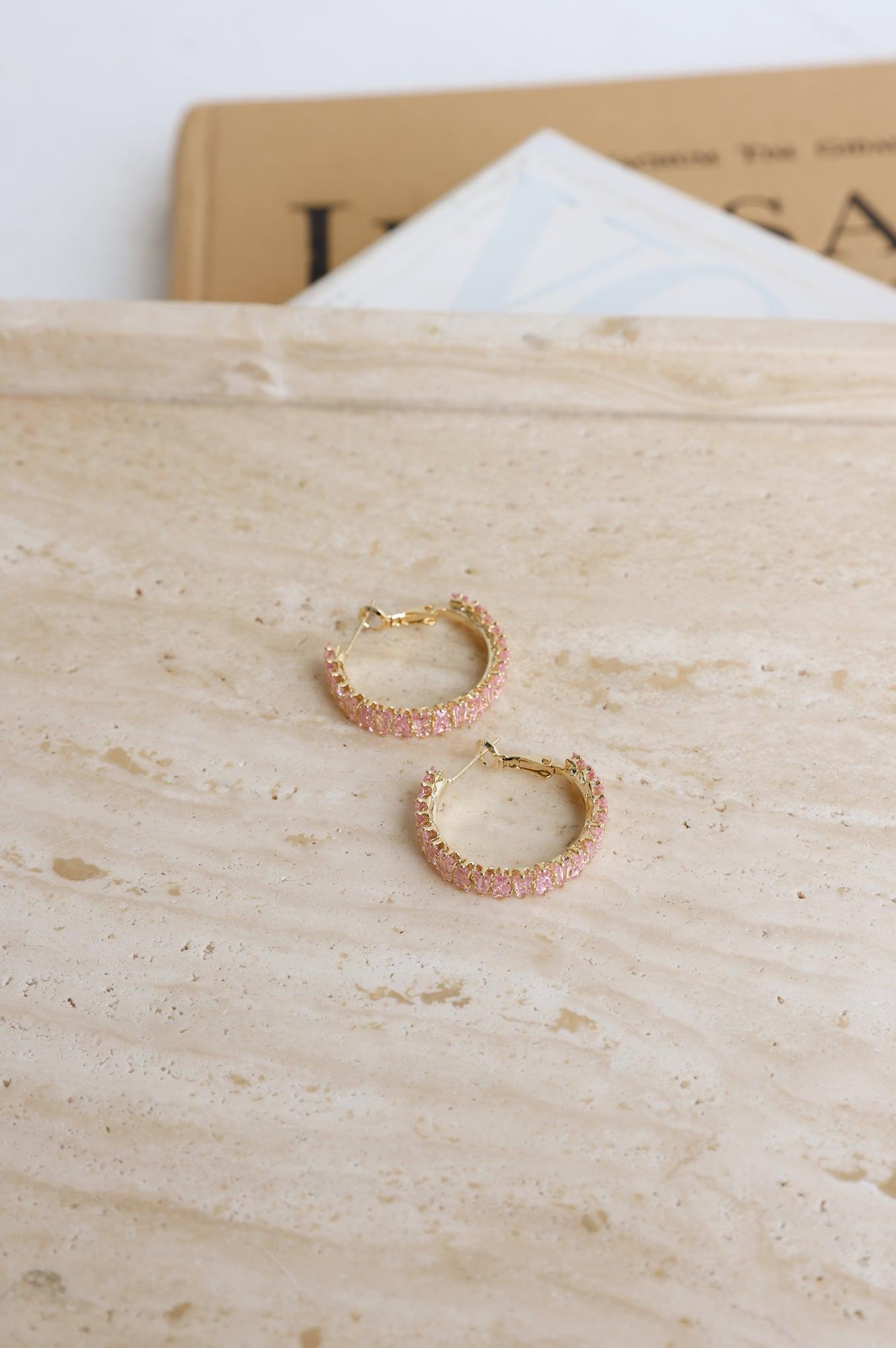 Rose Crystal Earrings Gold Product Image