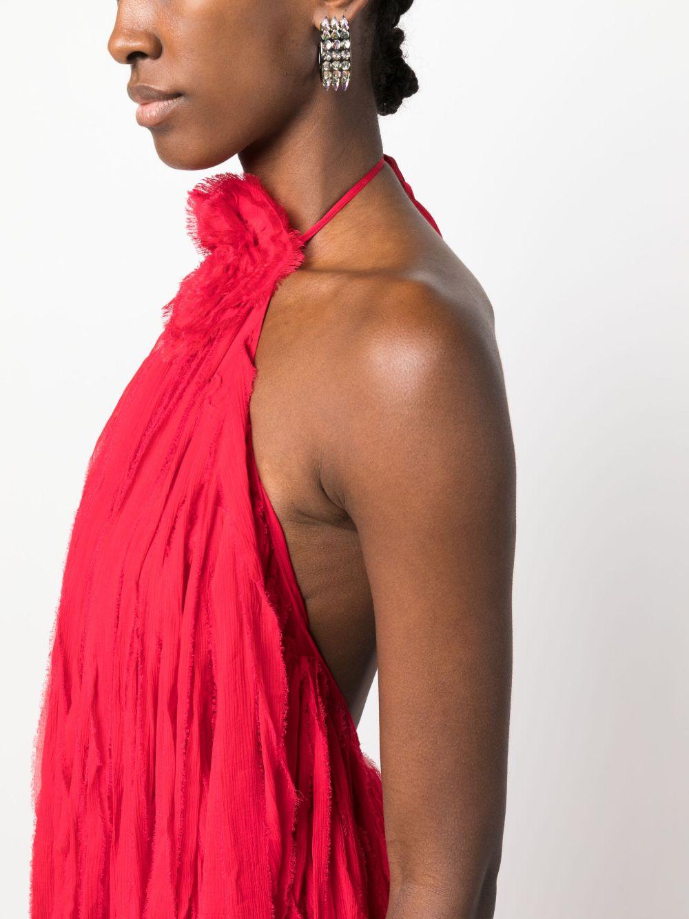 fringe-design halterneck long dress Product Image