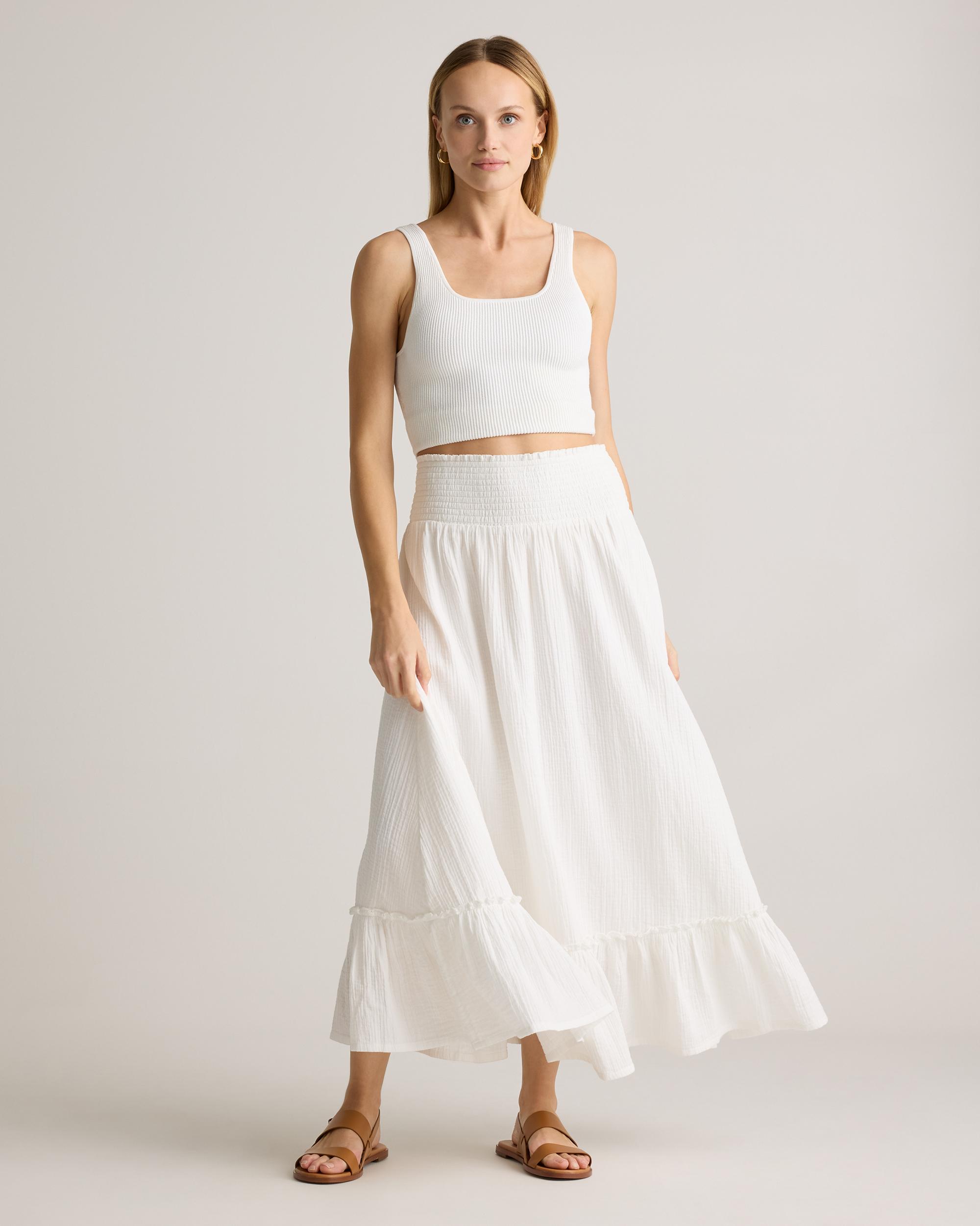Quince | Women's Gauze Smocked Maxi Skirt Organic Cotton Product Image