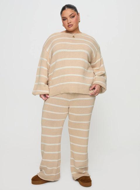 Read Your Mind Knit Pant Cream Stripe Product Image