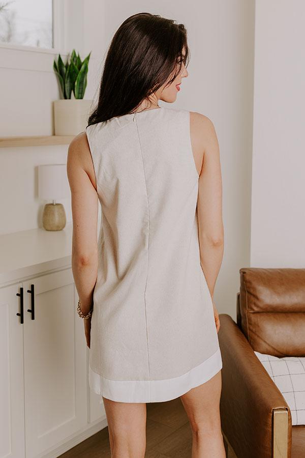 Mykonos Cruise Linen-Blend Mini Dress in Oatmeal Product Image