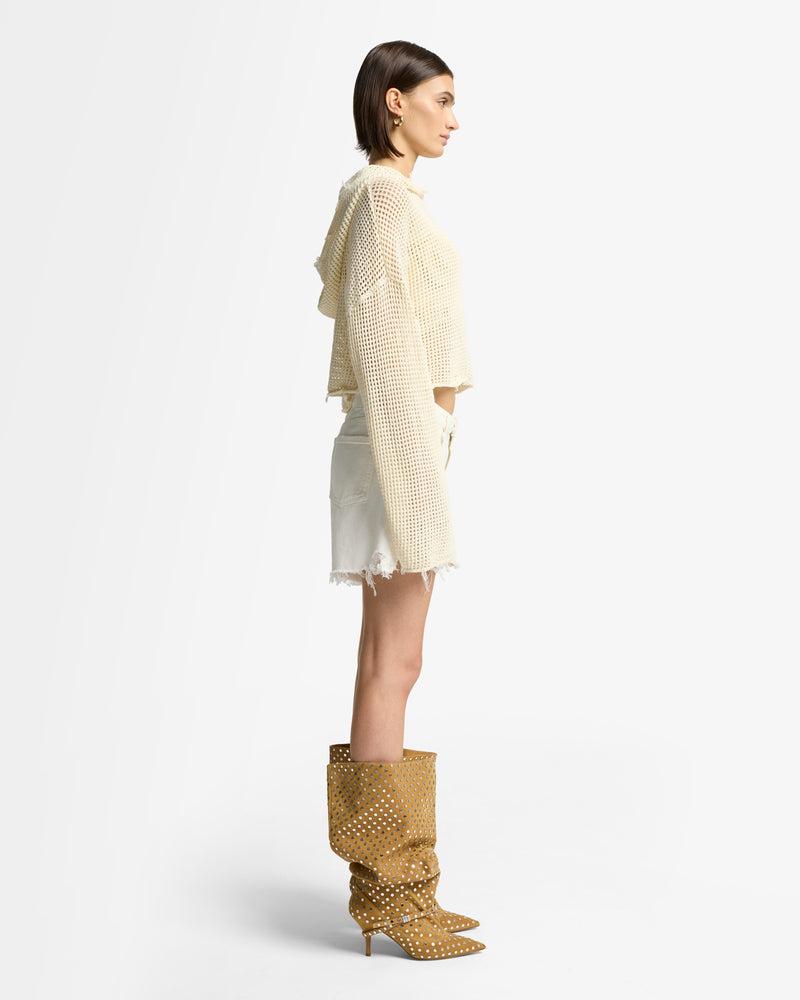 Cropped Open Knit Hoodie Product Image