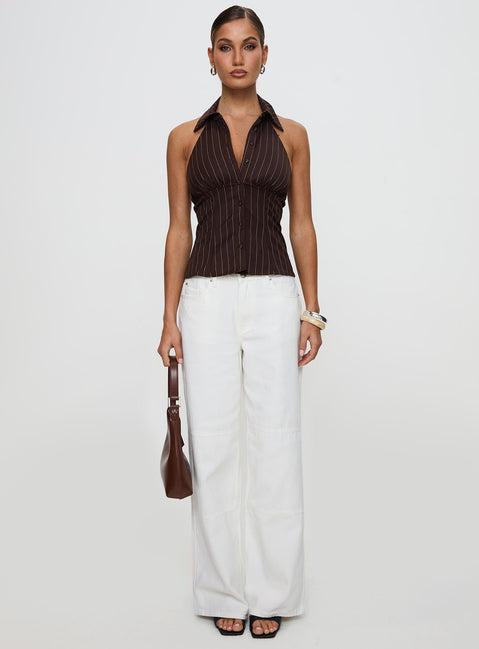 Victorie Halter Top Chocolate Stripe Product Image