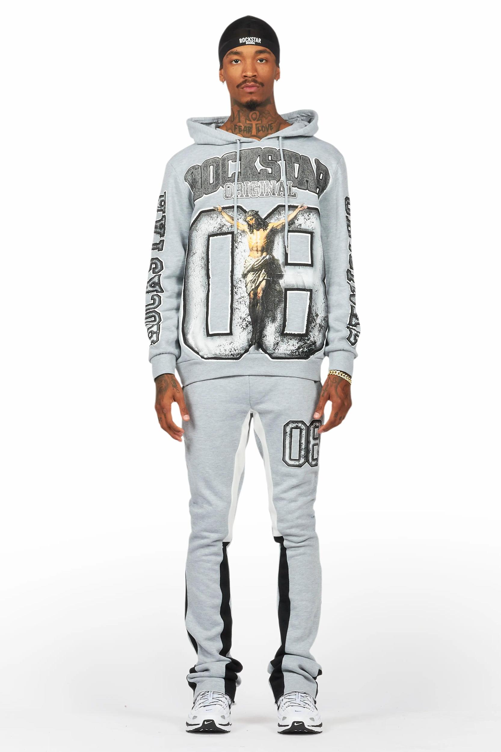 Fields Grey/White Stacked Flare Hoodie Track Set Male Product Image