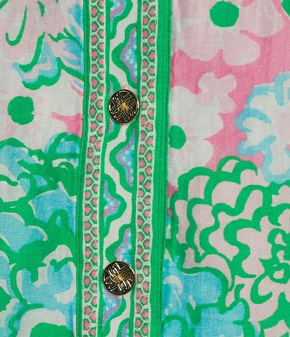 Lilly Pulitzer Daphnie Plumes In Bloom Linen Blend Print Collar Neck 3/4 Bell Sleeve Tunic Dress Product Image