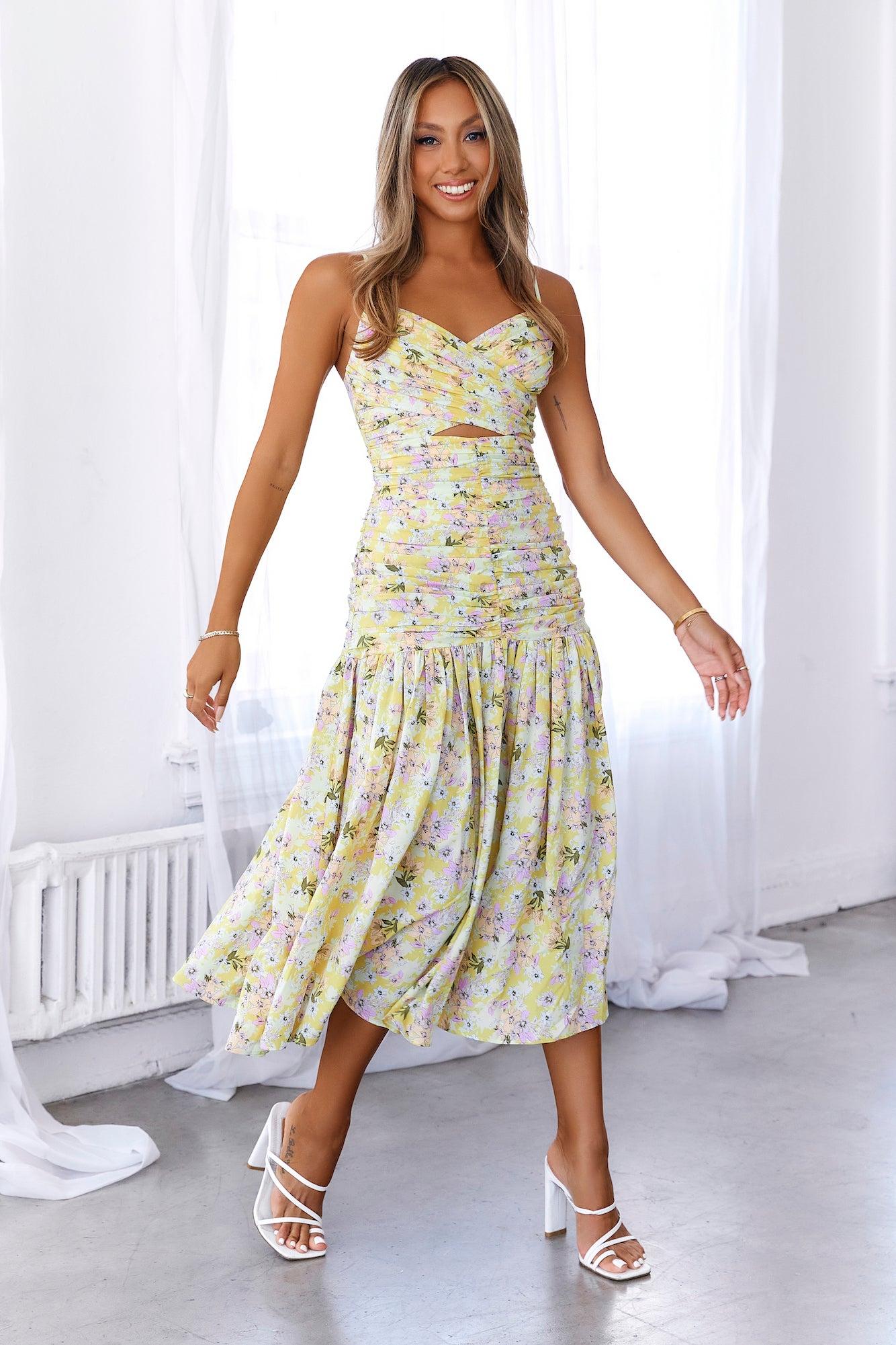 HELLO MOLLY Sun Risin Maxi Dress Yellow Product Image