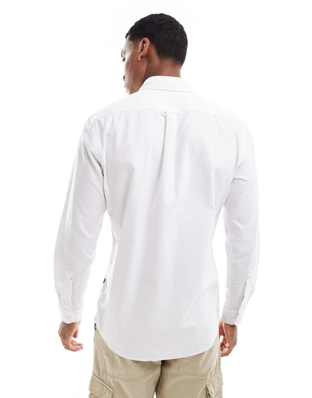 BOSS Orange rickert oxford long sleeve shirt in white Product Image