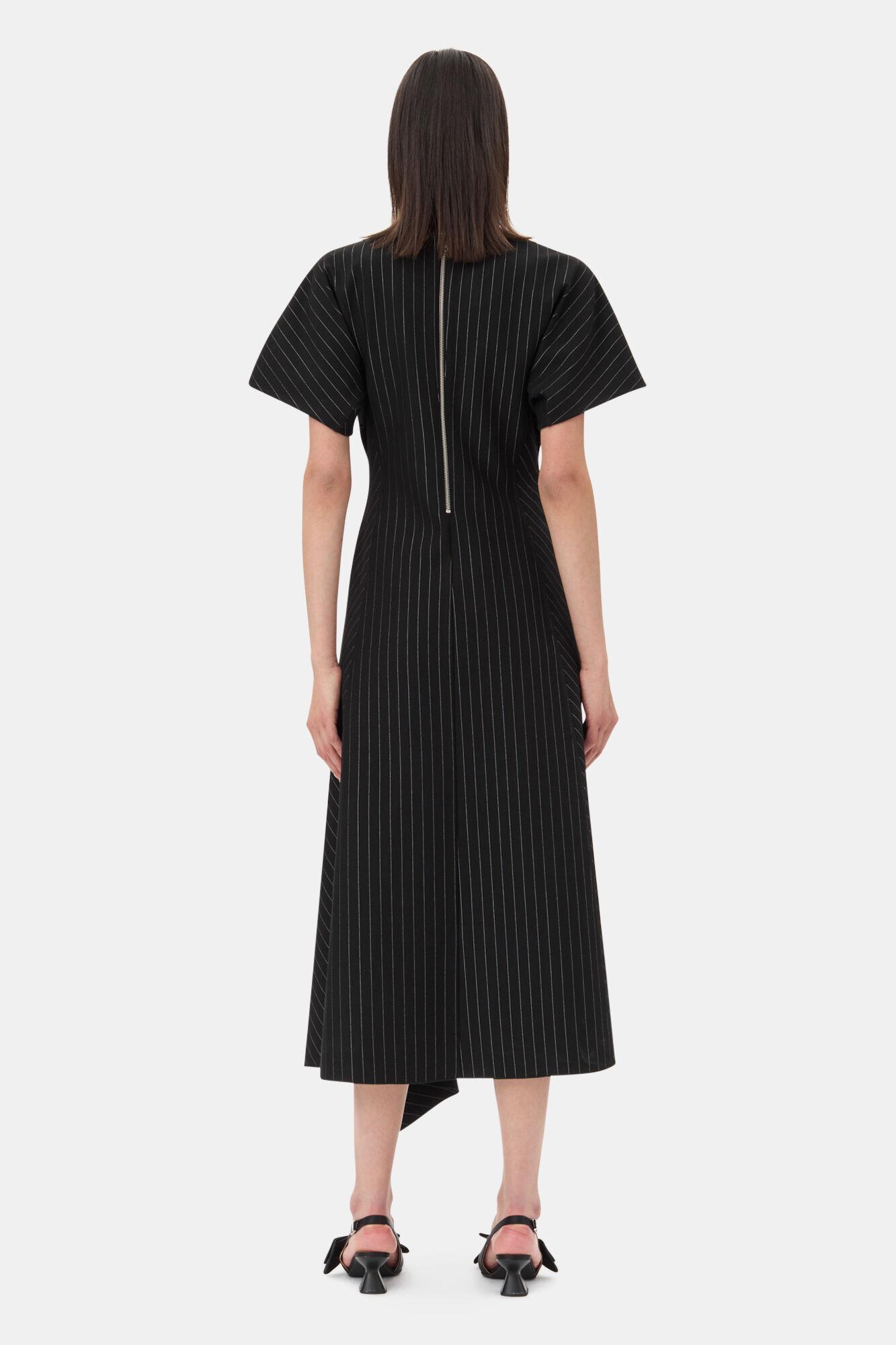 Black Pinstripe Long Dress Product Image
