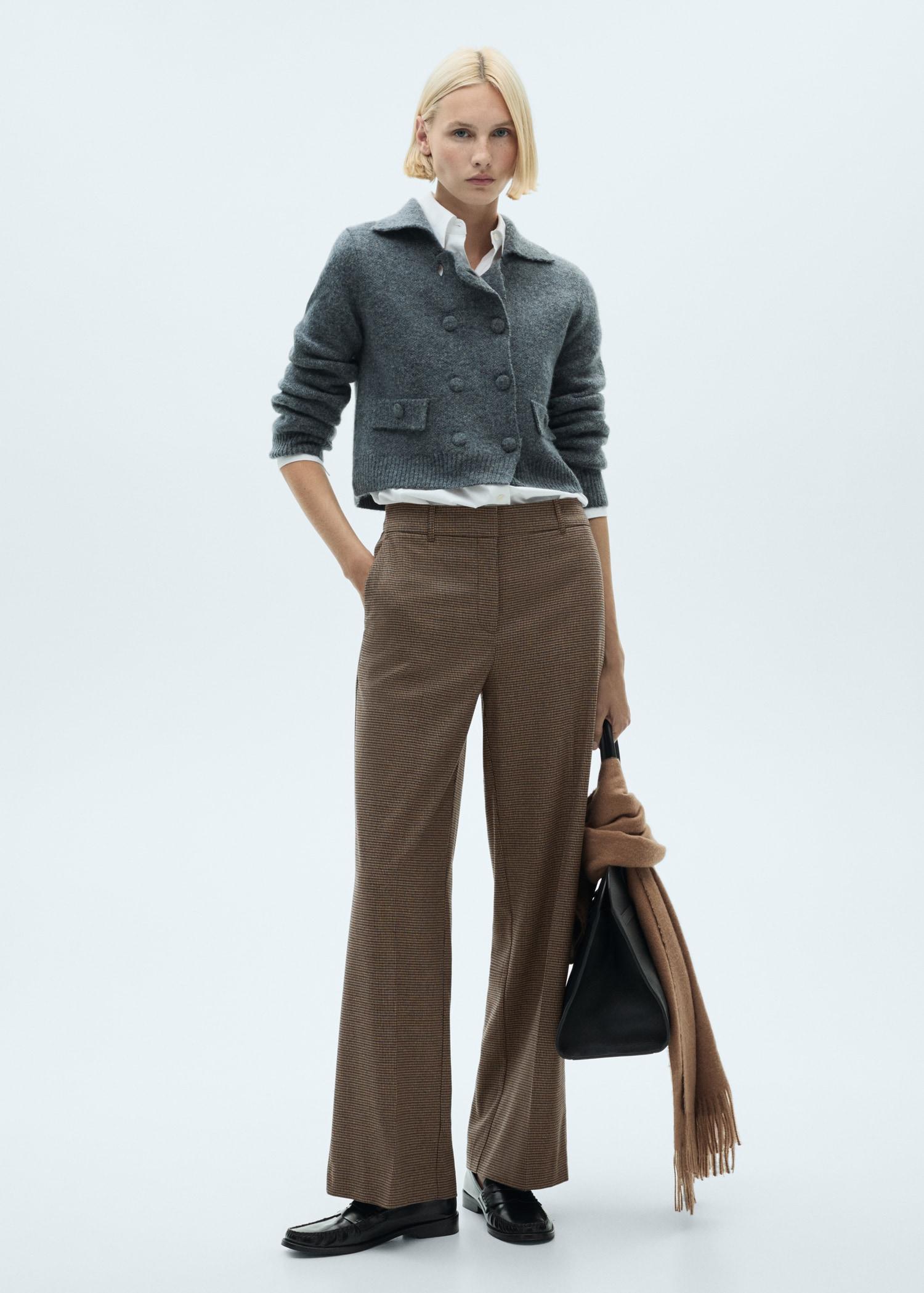 Mid-rise wideleg pants - Women | MANGO USA Product Image