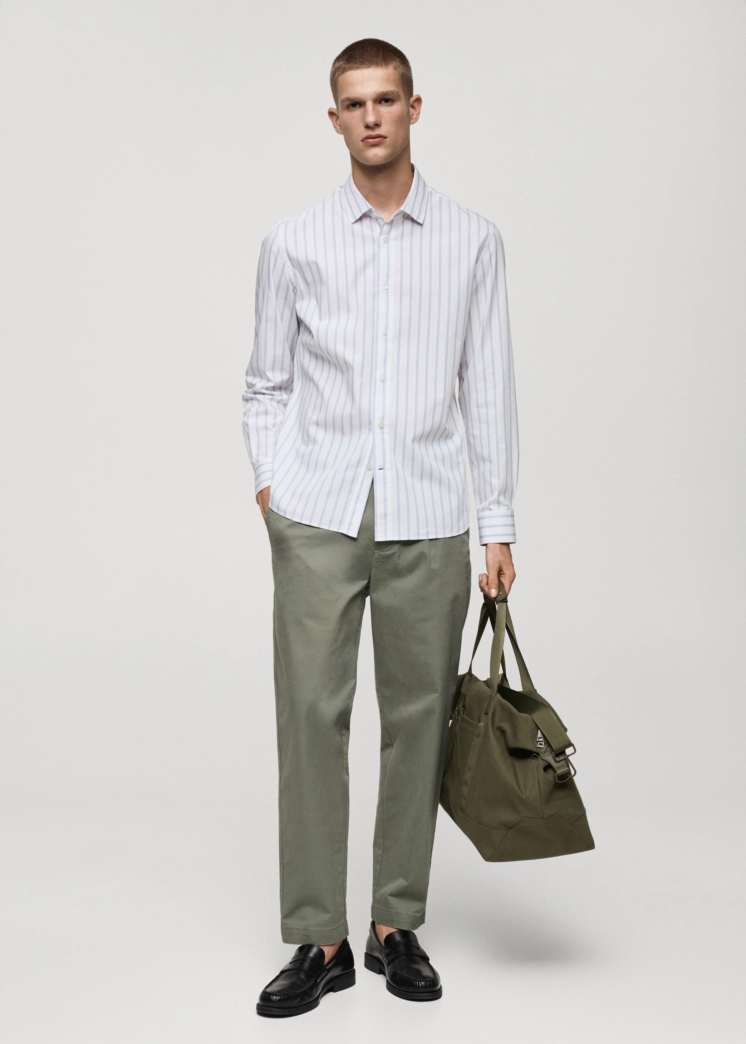 Regular-fit striped cotton shirt - Men | MANGO USA Product Image