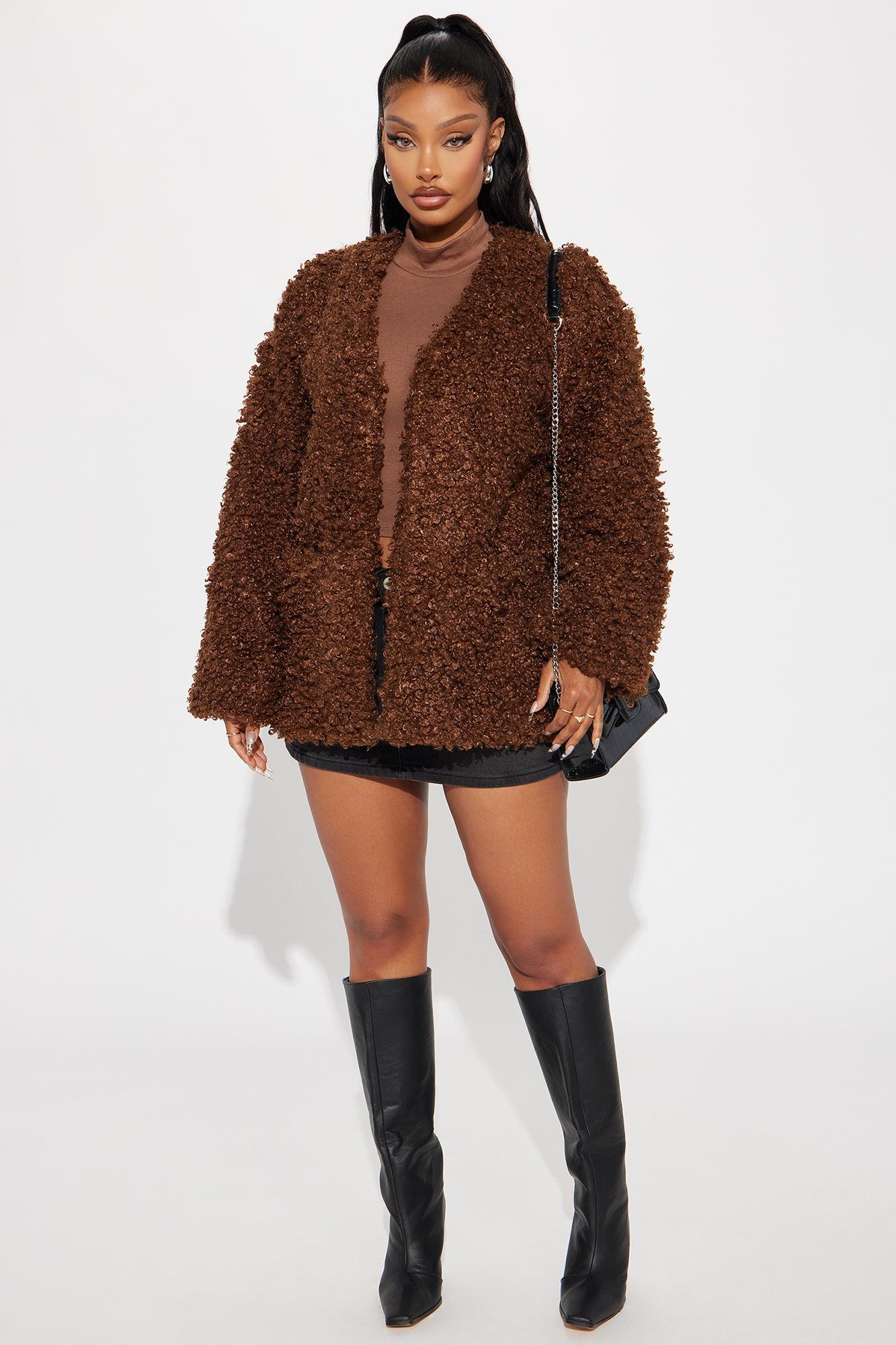Adjust To The Fame Faux Fur Coat - Chocolate Female Product Image
