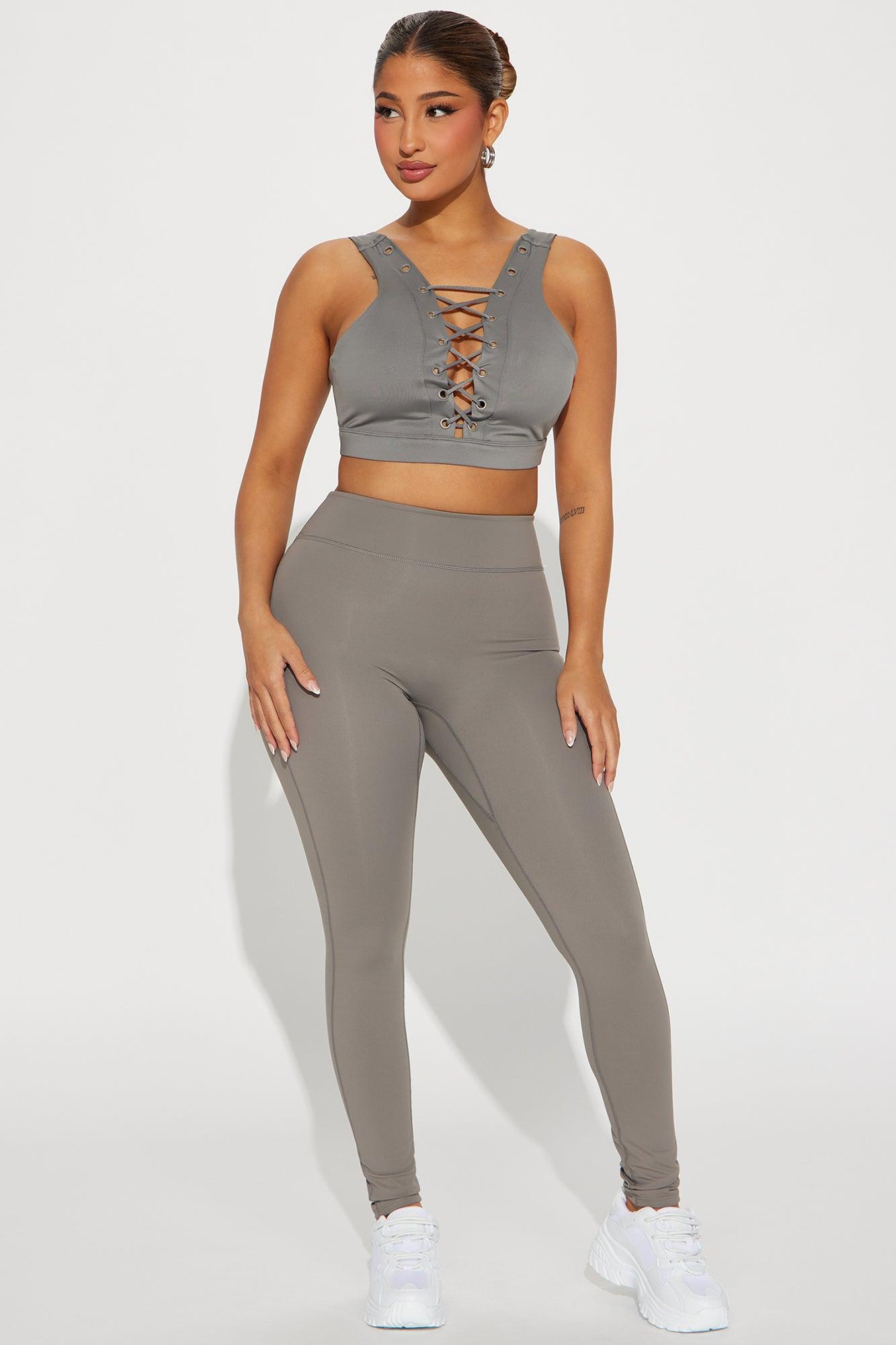 Hard Work Elevate Lace Up Sports Bra - Charcoal Product Image