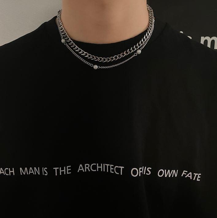 DOUBLE LAYER PEARL CHAIN NECKLACE Product Image