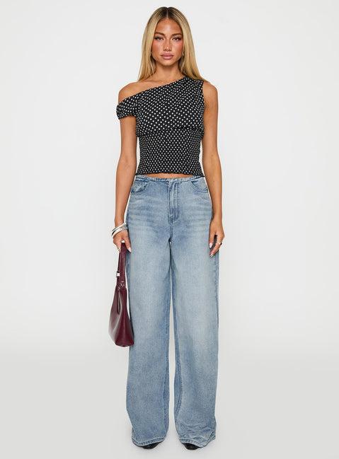 Bowe Low Rise Wide Leg Jeans Blue Product Image