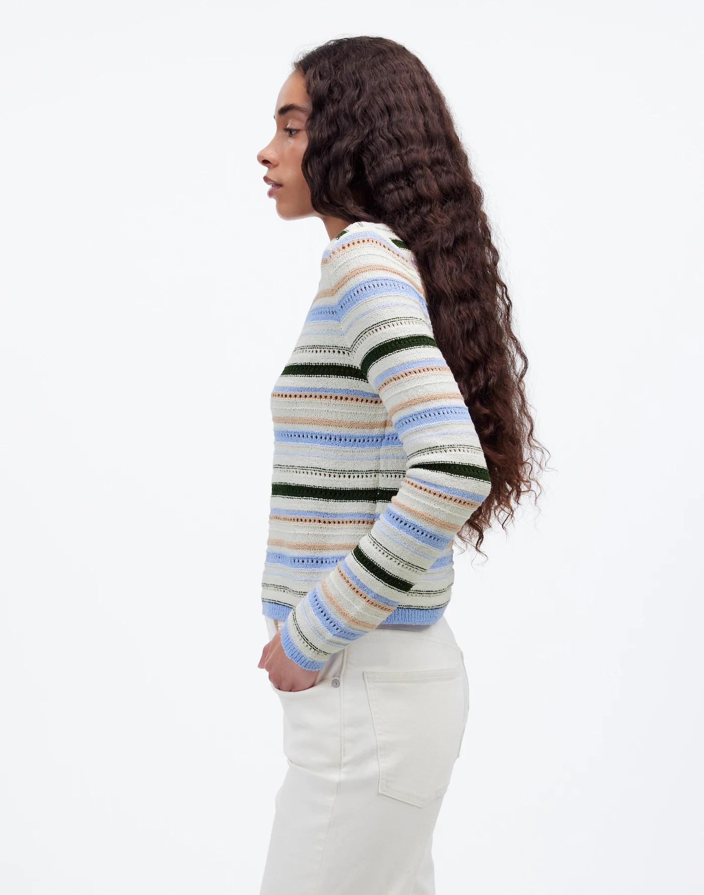 Textural-Stitch Johnny Collar Sweater Product Image