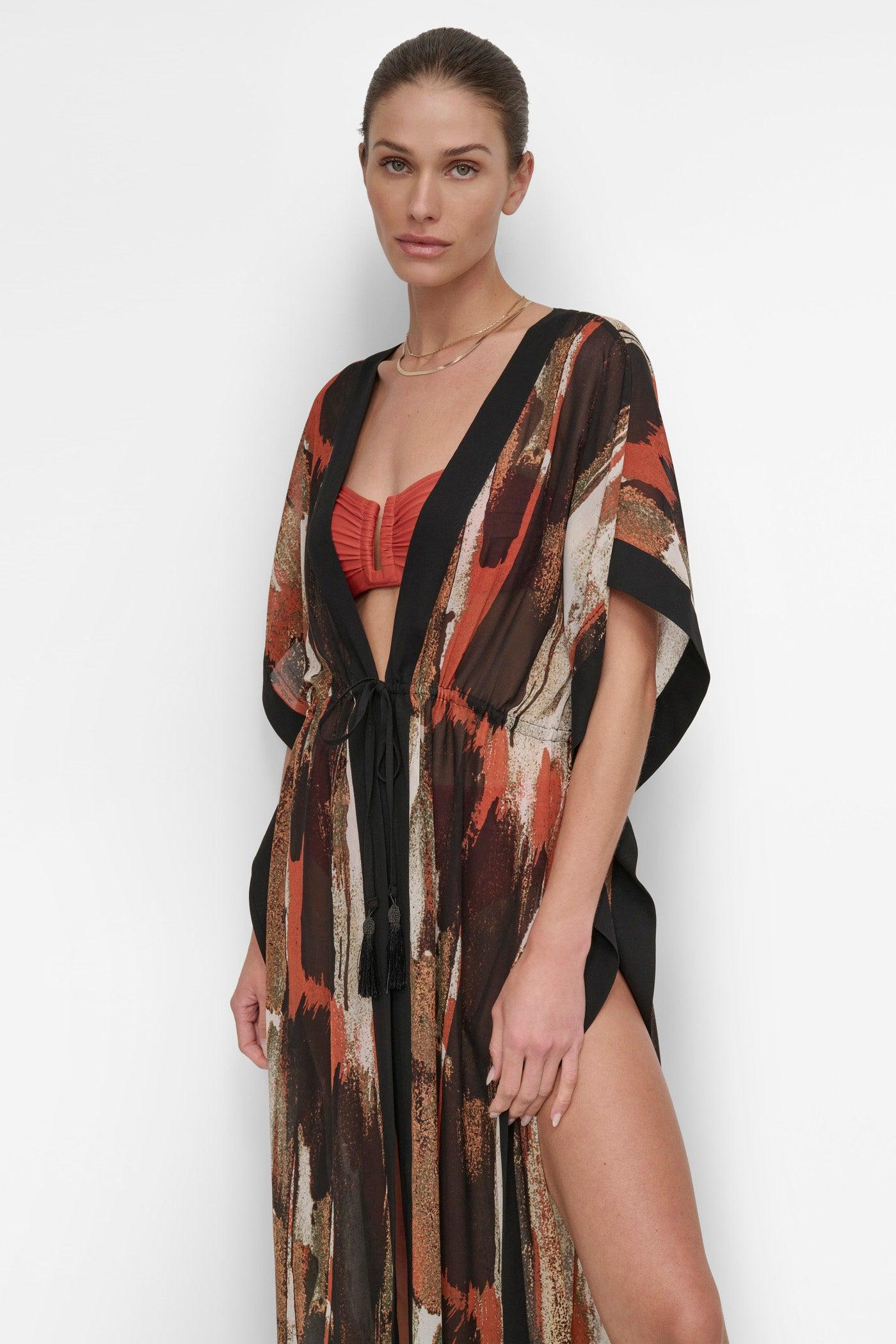 ABSTRACT PRINT TIE-FRONT COVERUP Product Image