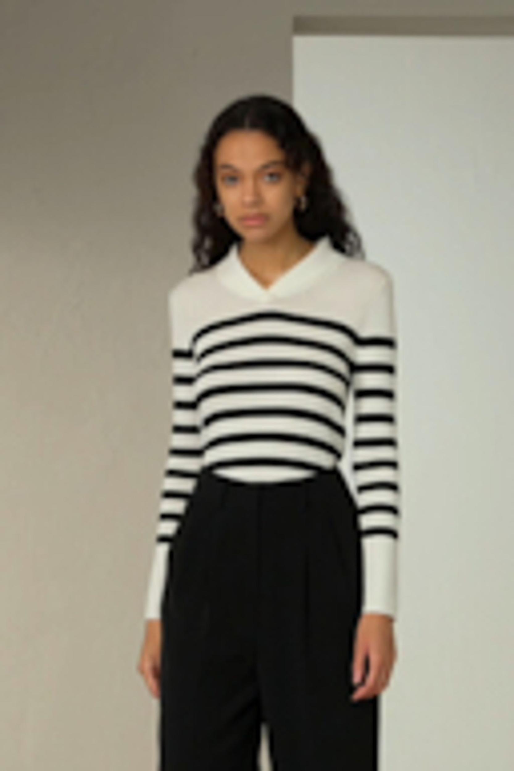 Striped Ultra-fine Merino Wool Sweater Product Image