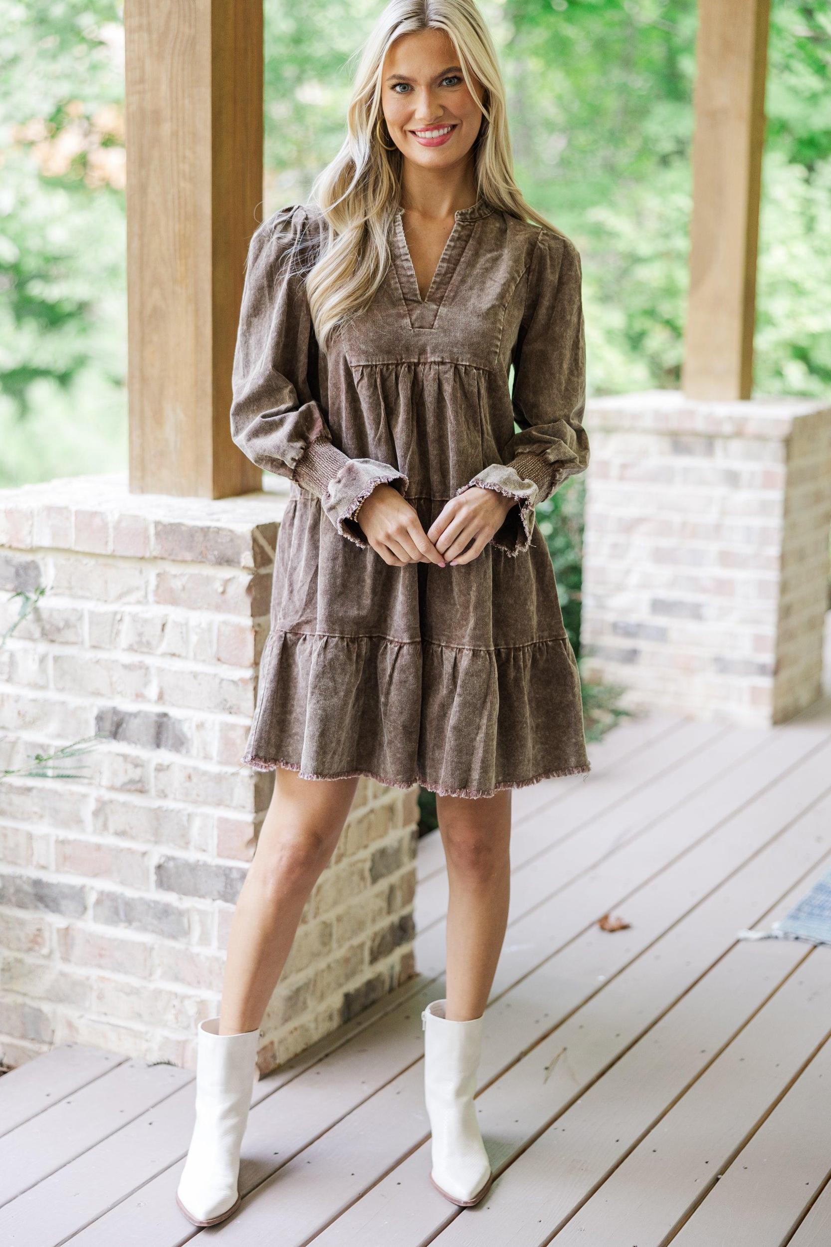 You've Got It Brown Corduroy Dress Female Product Image