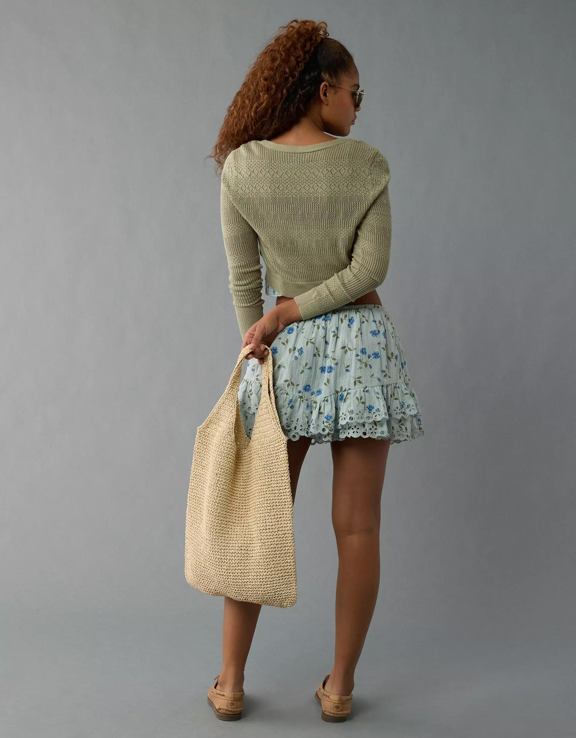 AE Pointelle V-Neck Cardigan Product Image