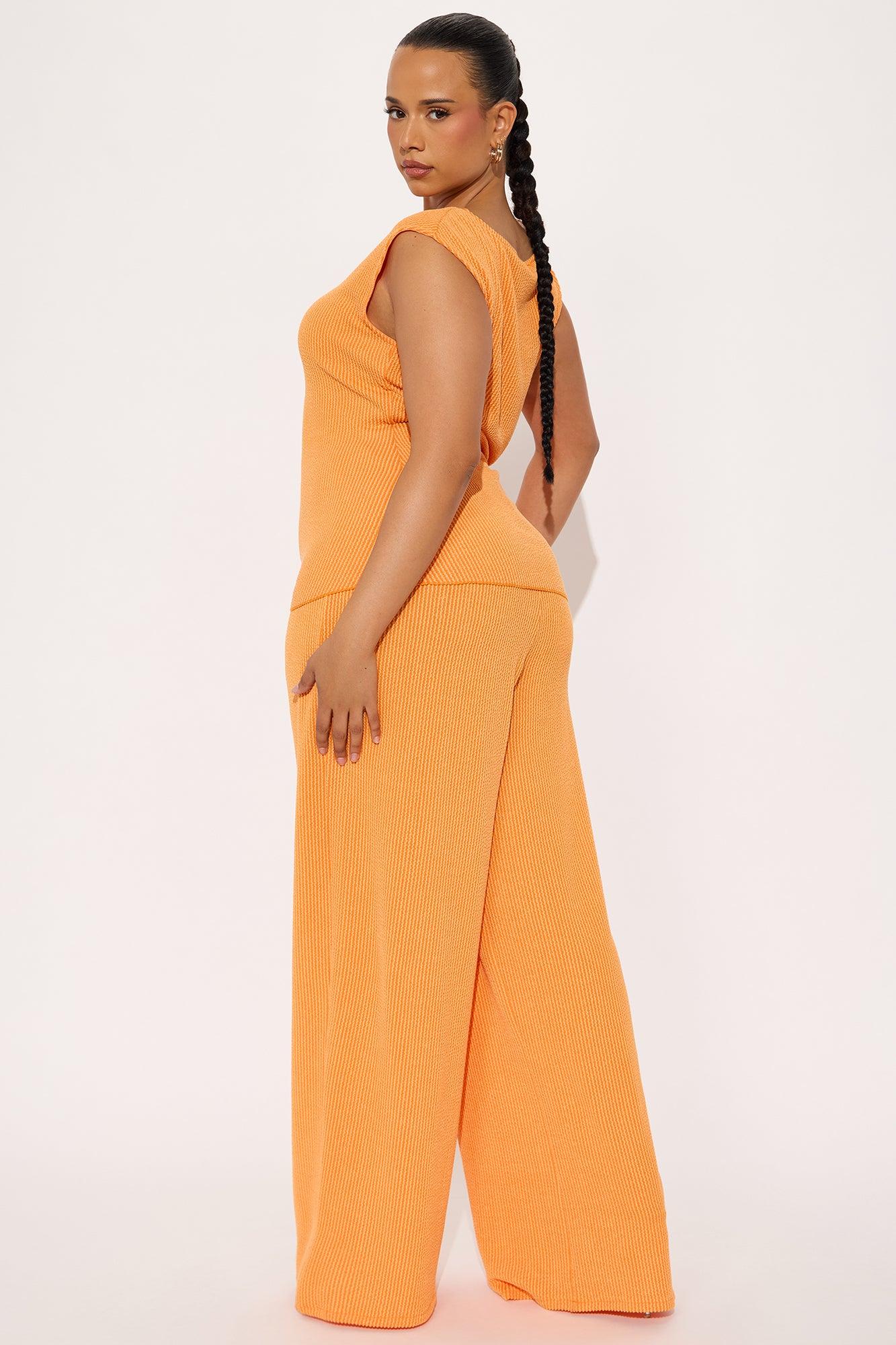 Amaya Ribbed Pant Set - Orange Female Product Image