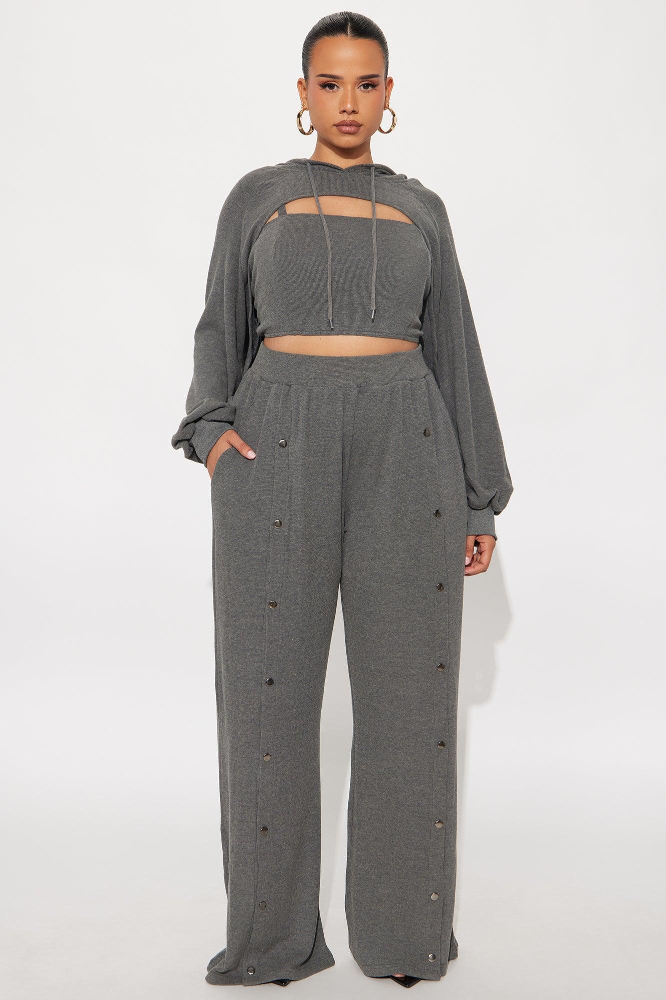 Laia 3 Piece Hooded Pant Set - Charcoal Female Product Image