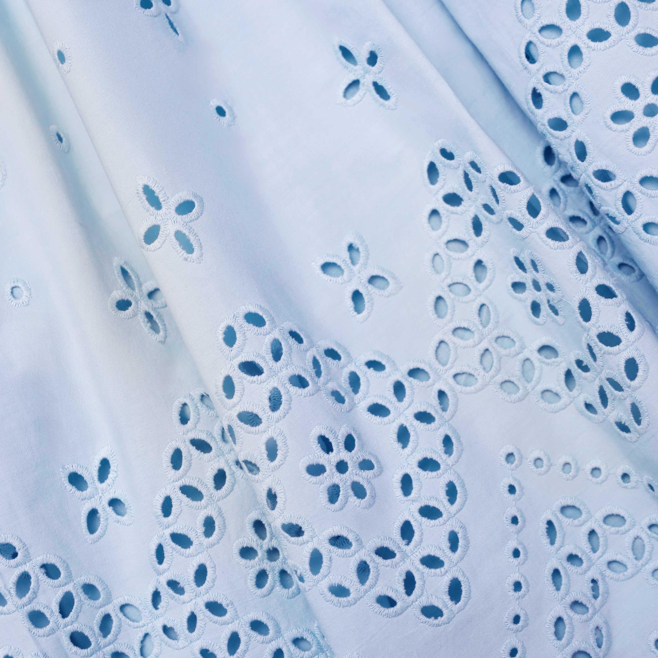 Blue Cotton Broderie Midi Skirt Product Image