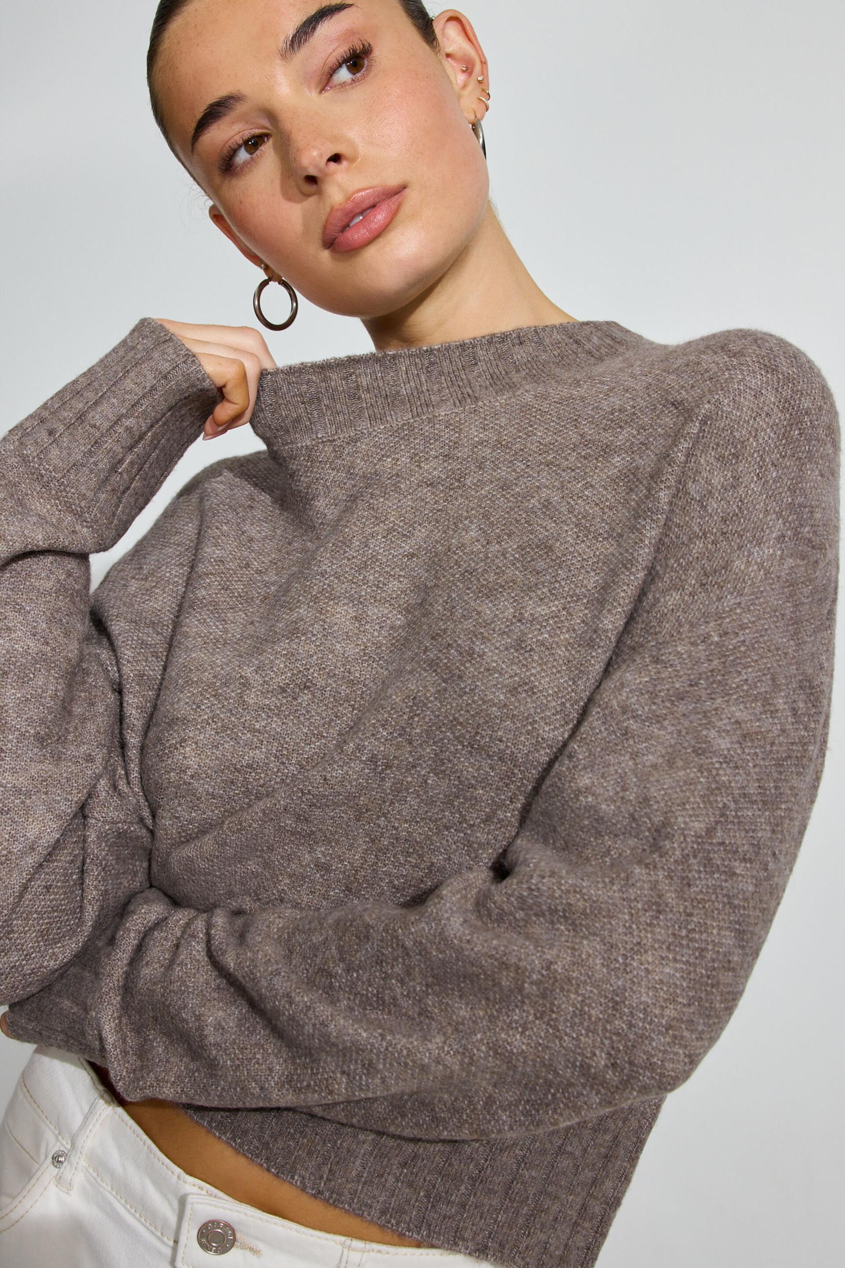 Long Sleeve Spongy Crewneck Sweater Product Image