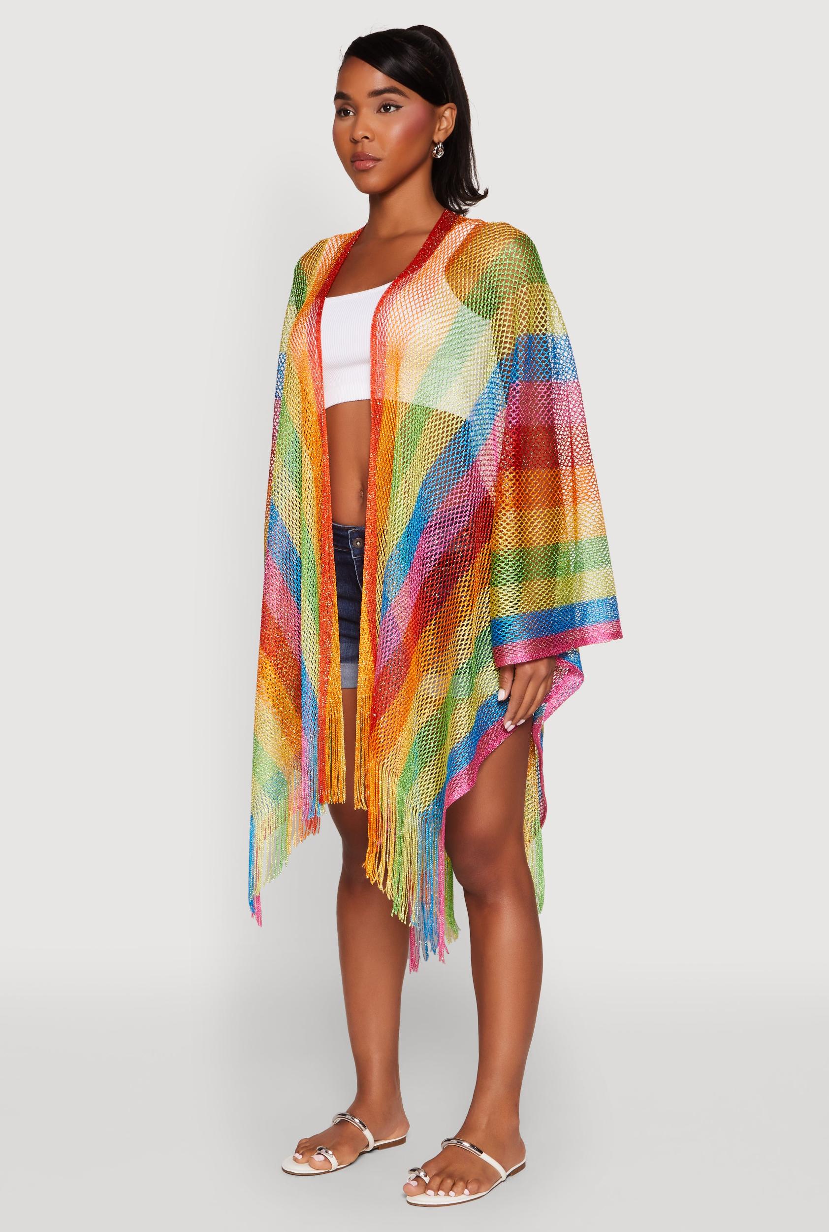 Rainbow Stripe Cover Up Kimono Female Product Image