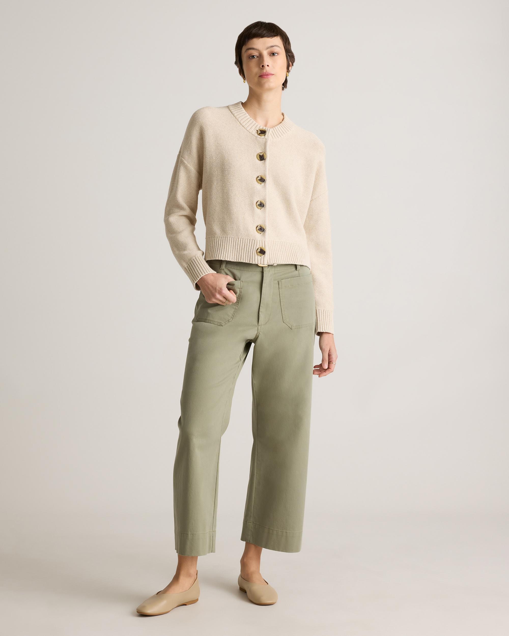 Quince | Women's Cropped Cardigan Sweater Size XL, Organic Cotton Product Image