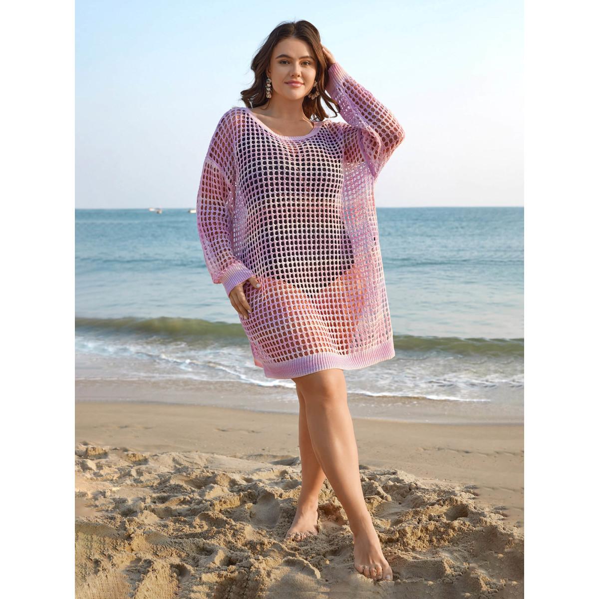 Plus Size Cut-Out Side Slit Flared Swim Cover-Up Women's Swimwear Multicolor Beach Loose Curve Swim Cover Ups BloomChic 26/4X Product Image