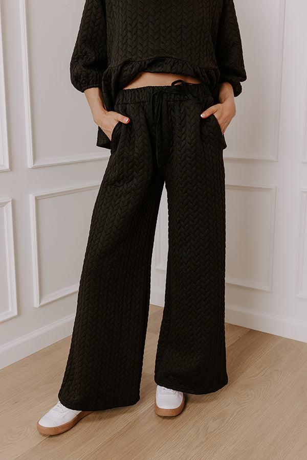 Chic A La Mode High Waist Knit Pants in Black Product Image
