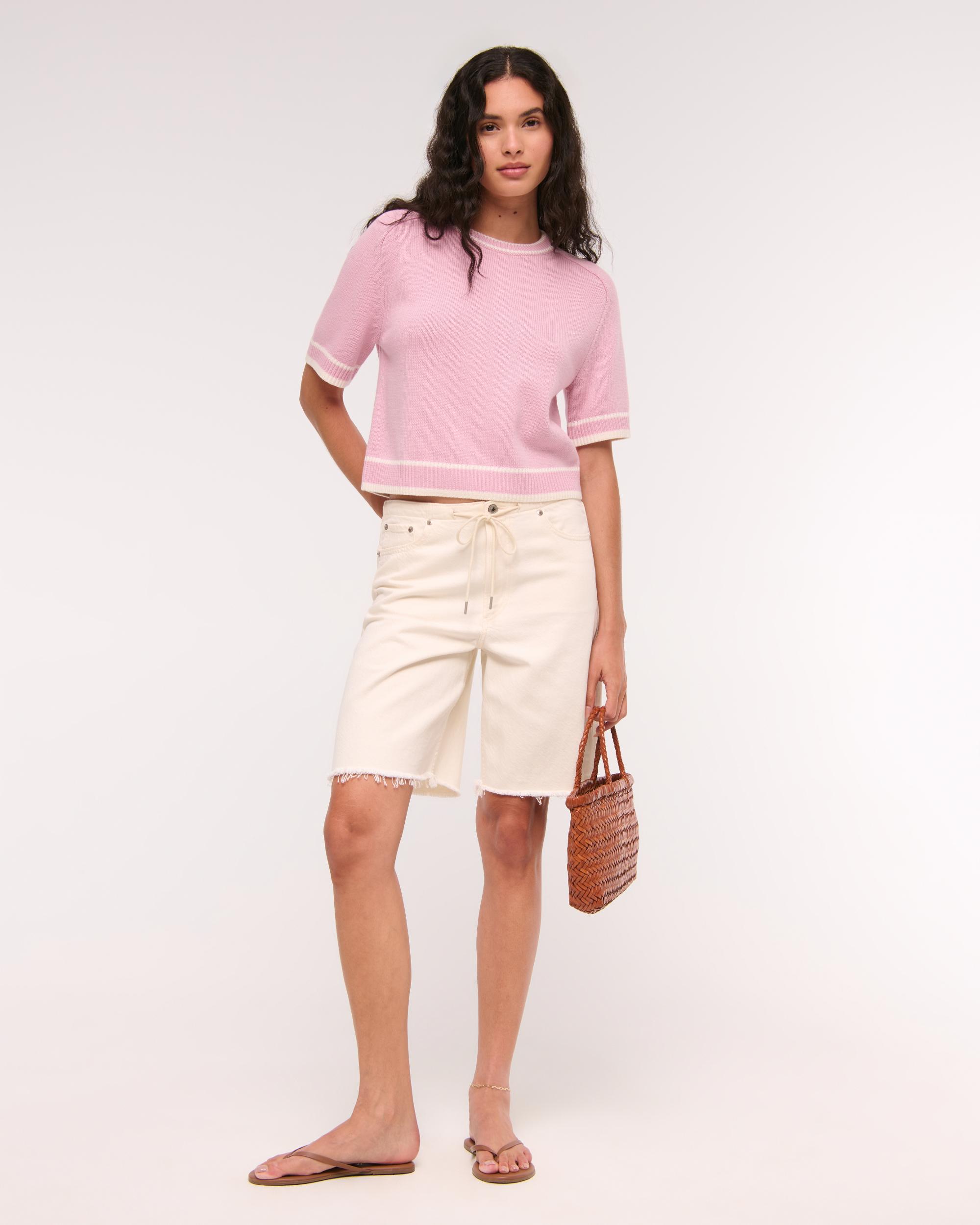 The A&F Madeline Textural Crew Sweater Tee Product Image