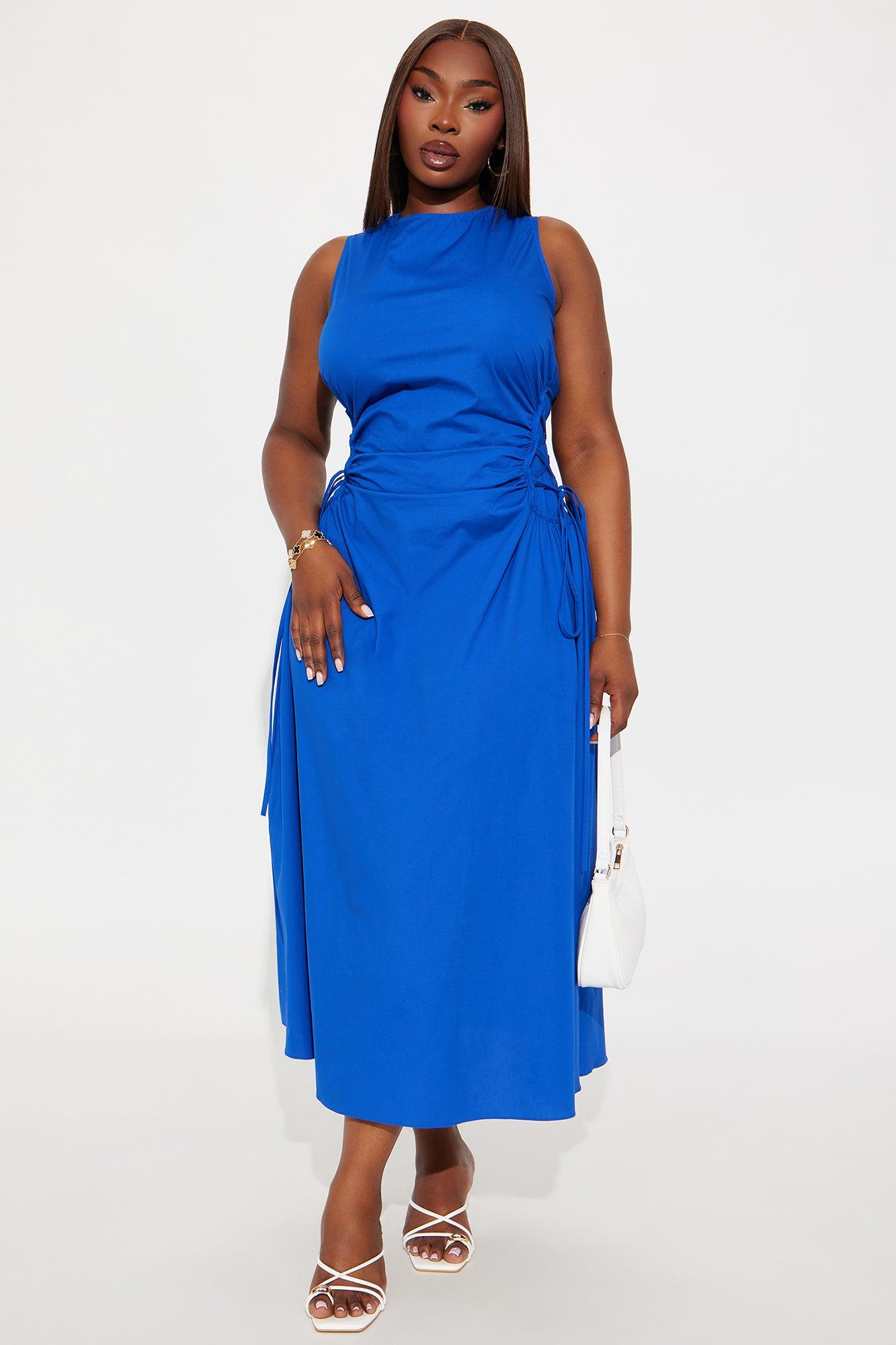 Emmaline Poplin Midi Dress - Blue Product Image