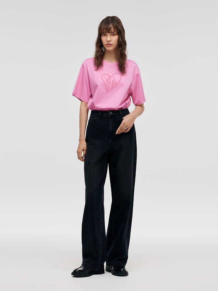 Glitter High-Waisted Straight Women Jeans Product Image