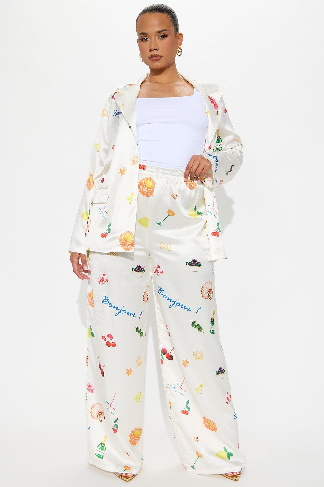 Coastal Getaway Wide Leg Trouser Pants - Cream Product Image