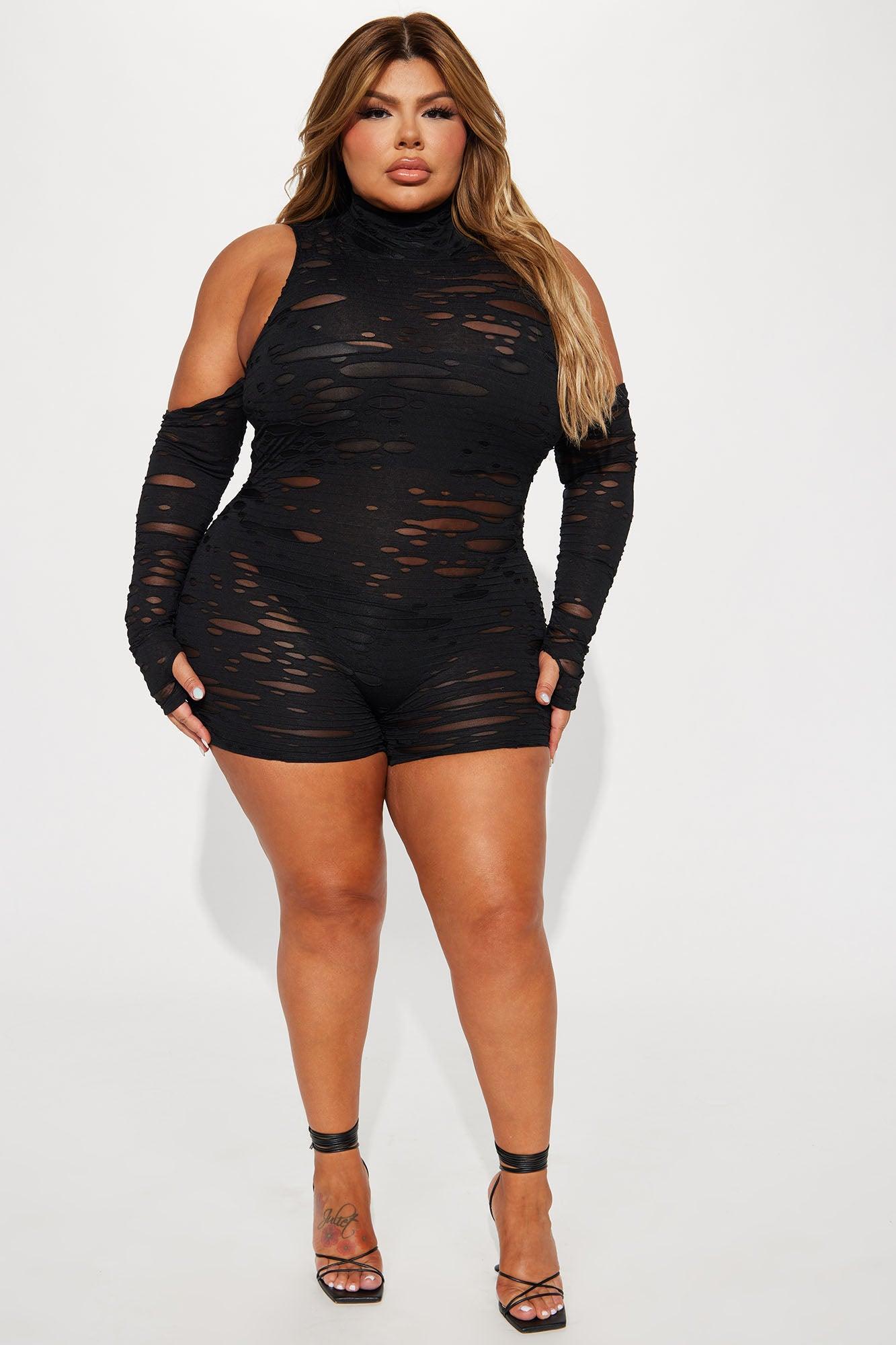 Delilah Distressed Romper - Black Product Image