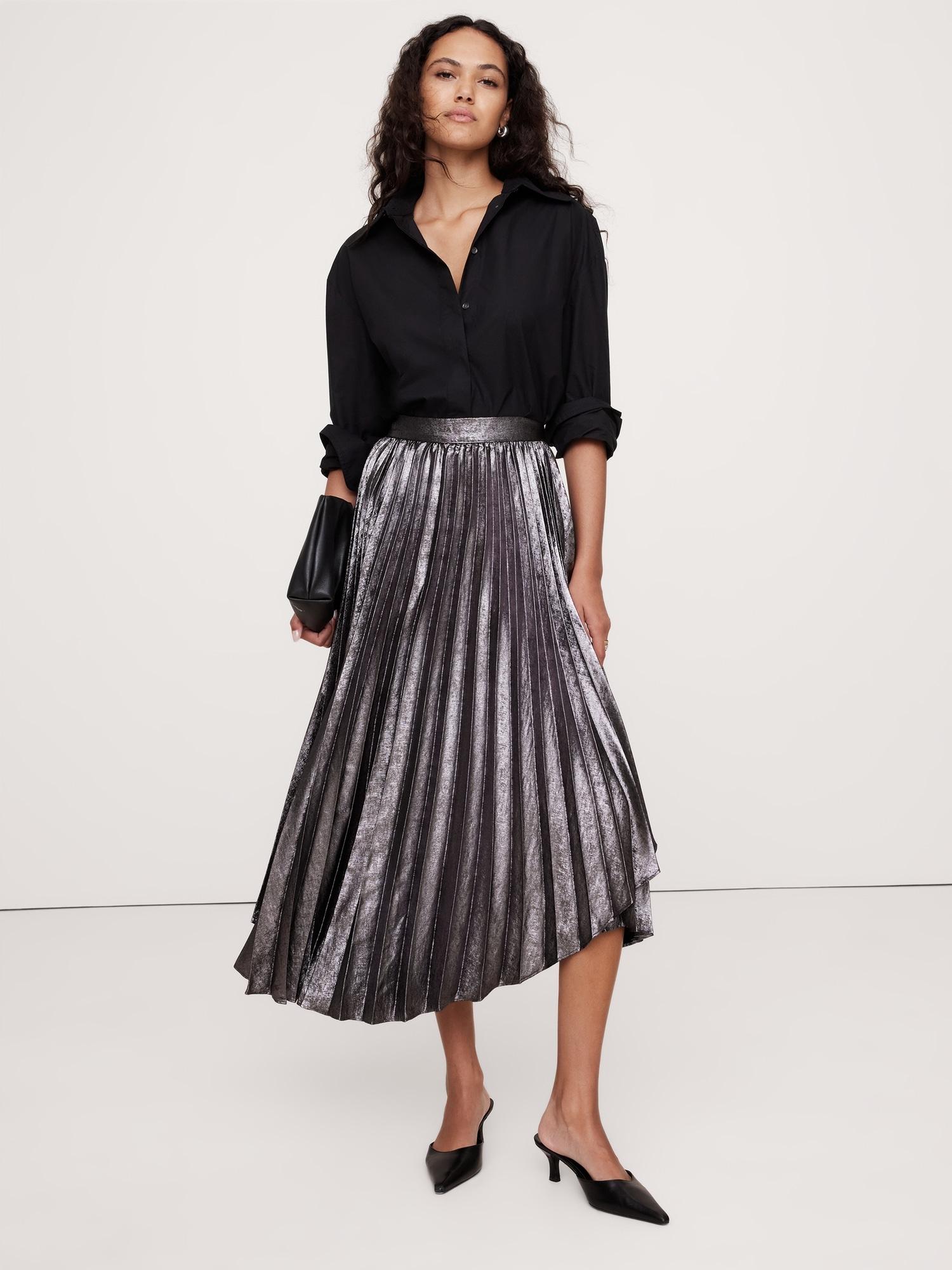 Pleated Asymmetrical Midi Skirt Product Image