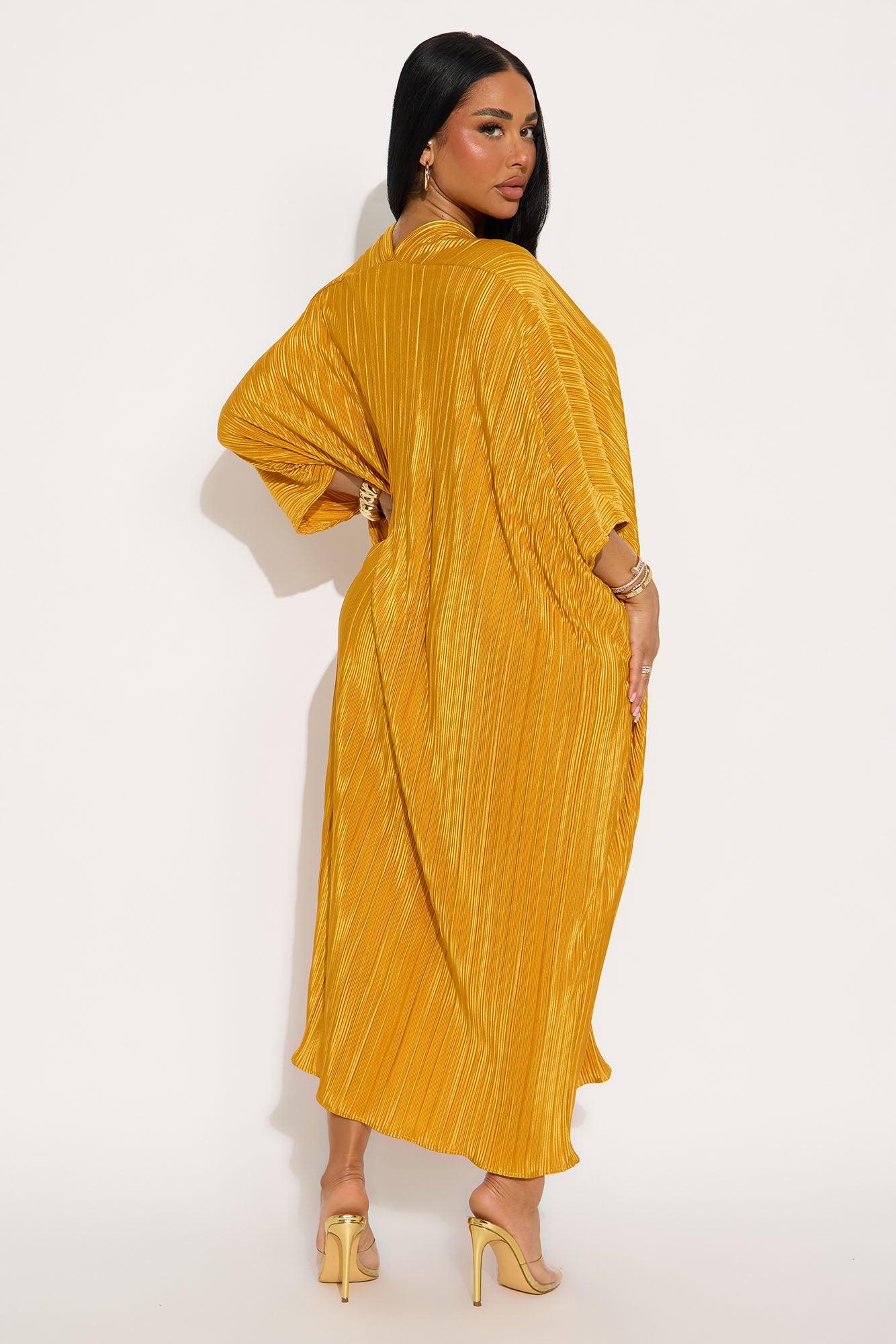 Isa Plisse Maxi Shirt Dress - Mustard Female Product Image