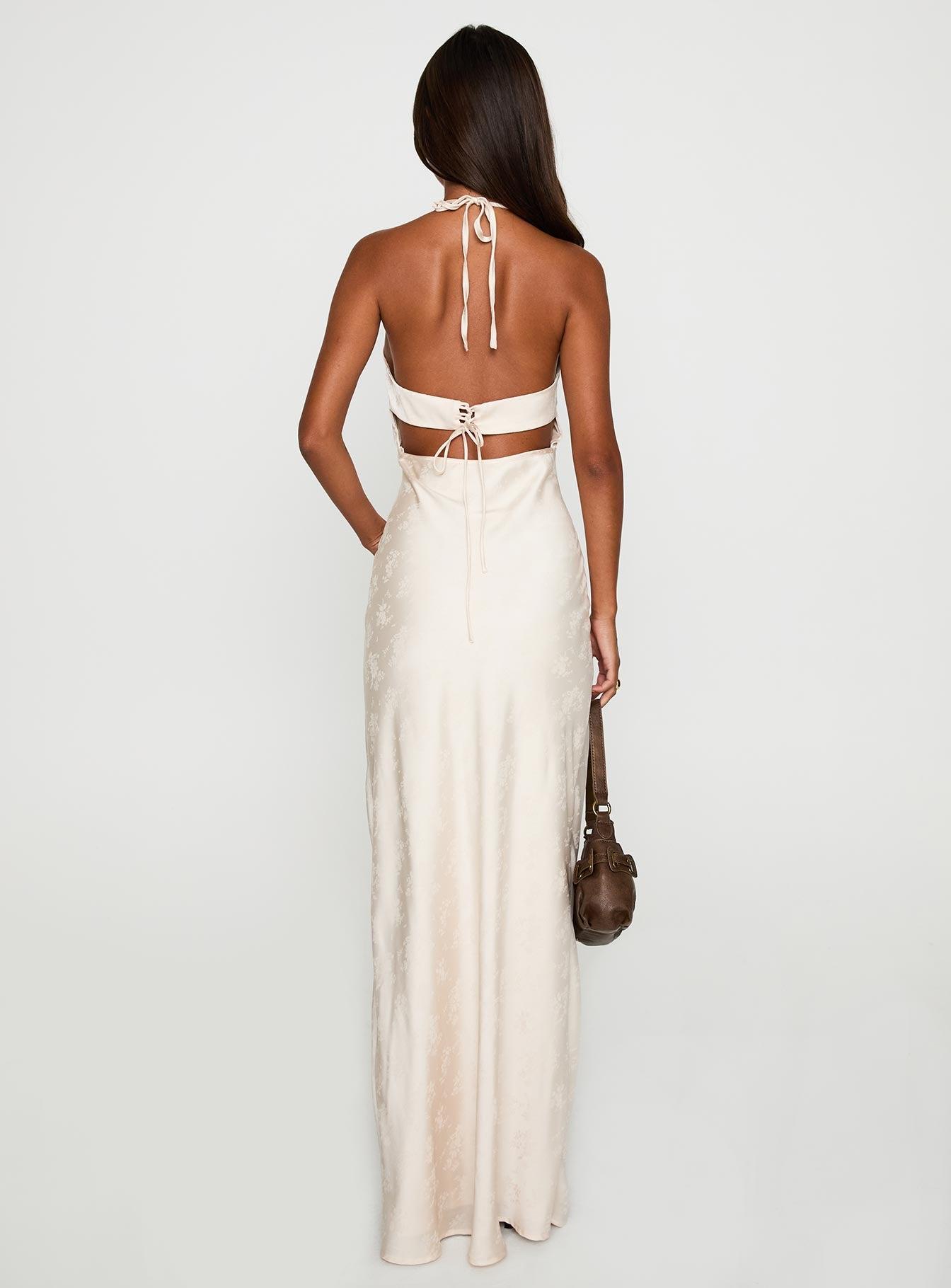 Limosina Halter Maxi Dress Champagne Product Image
