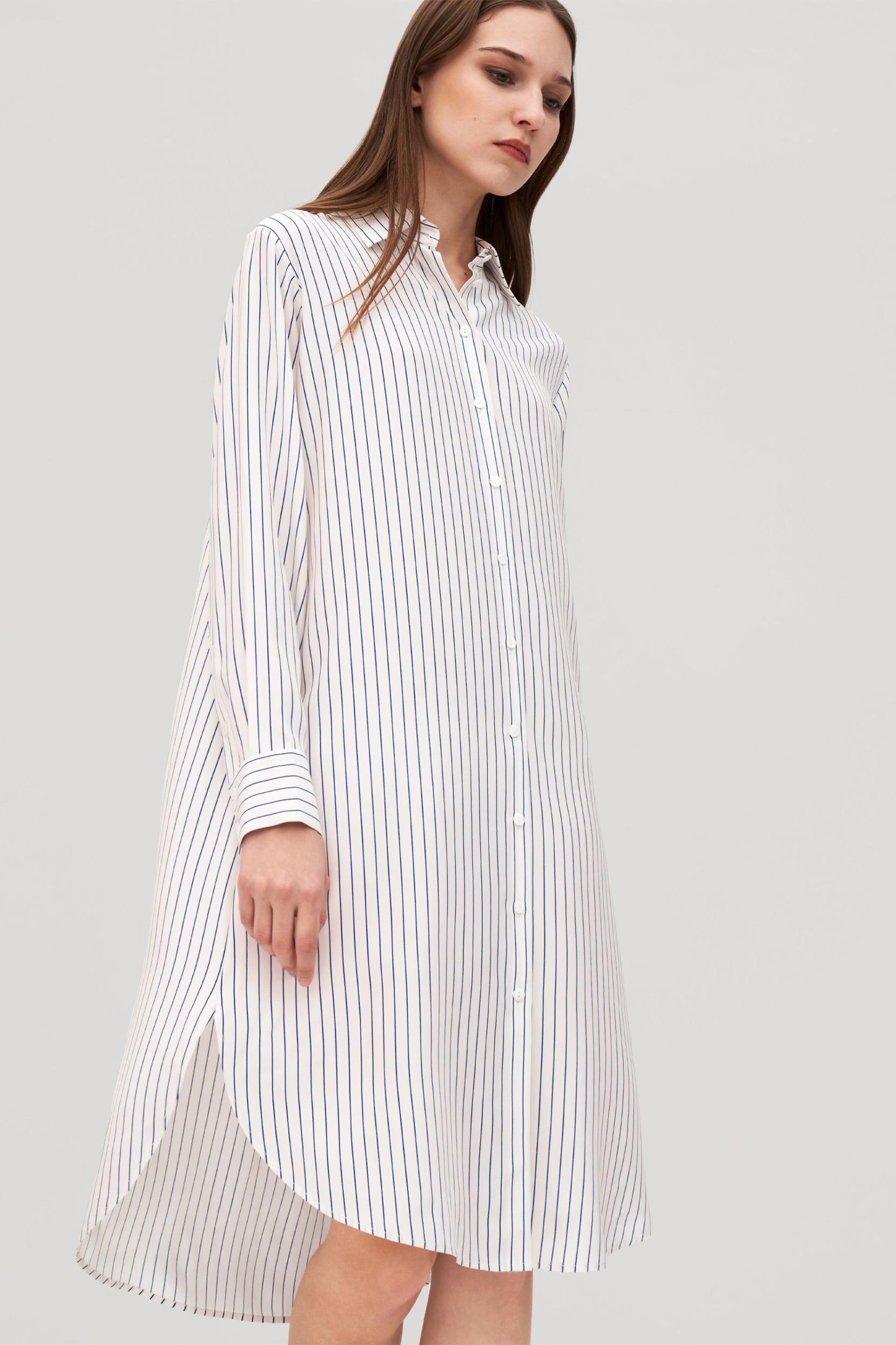 Pinstriped Freesia Shirt Dress Product Image