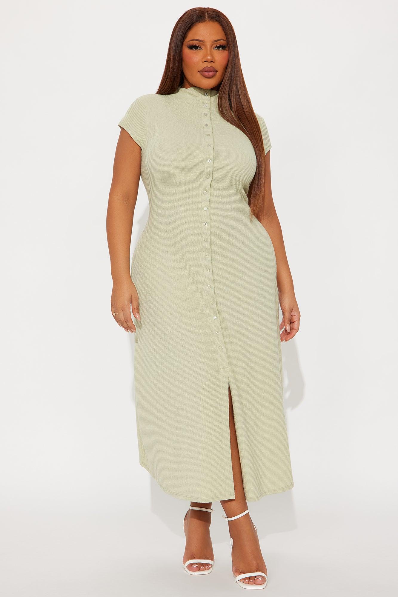 Dara Textured Midi Dress - Sage Female Product Image