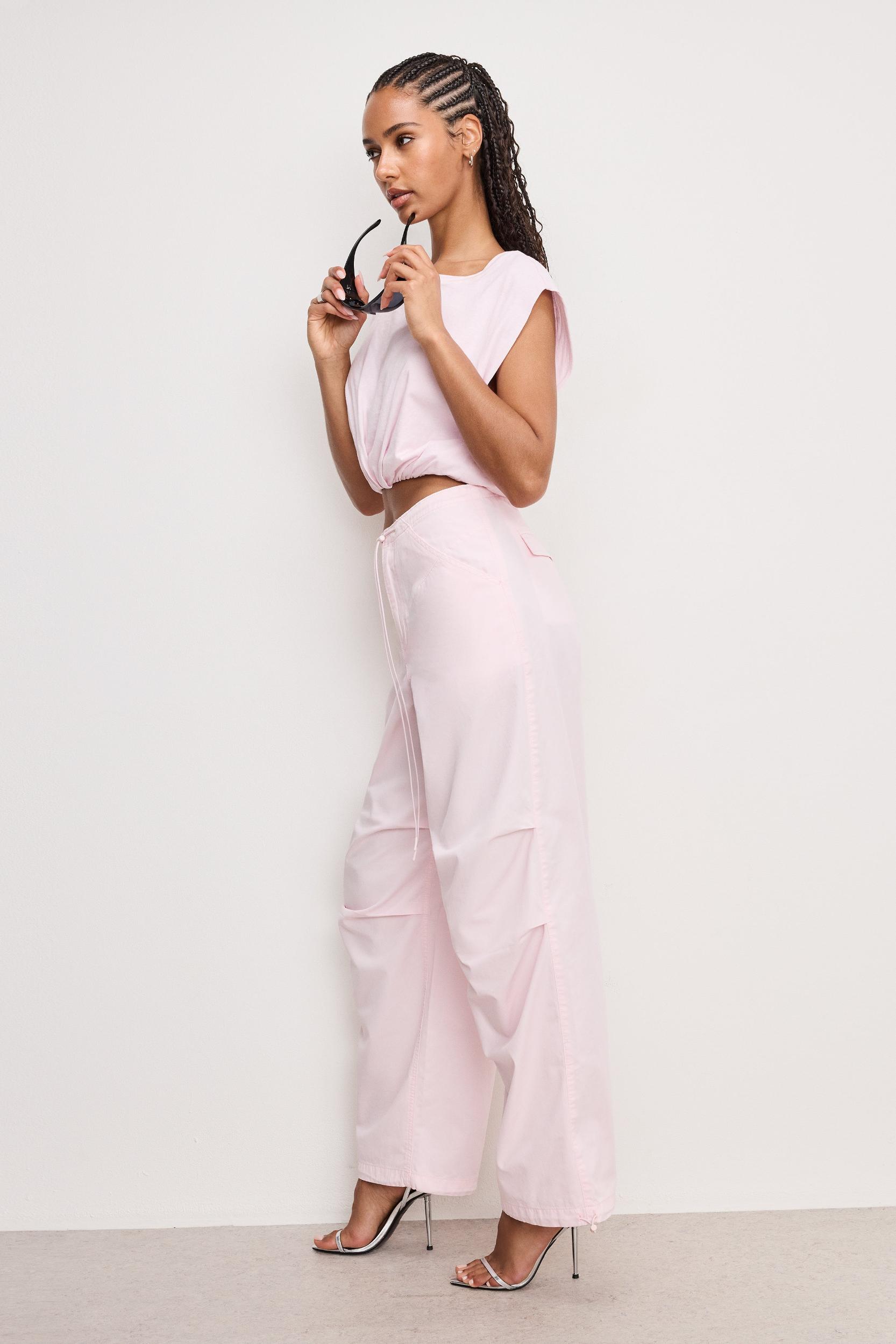 TWILL PARACHUTE PANTS | BUBBLEGUM005 Product Image