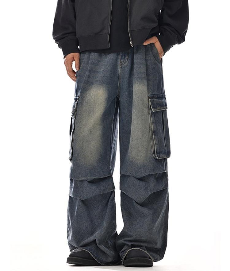 RT No. 12049 BLUE BAGGY STRAIGHT DENIM JEANS Product Image