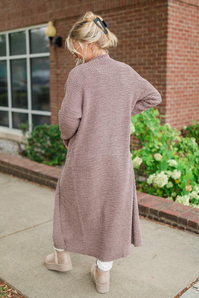 Slow Your Roll Mocha Long Popcorn Cardigan FINAL SALE Product Image