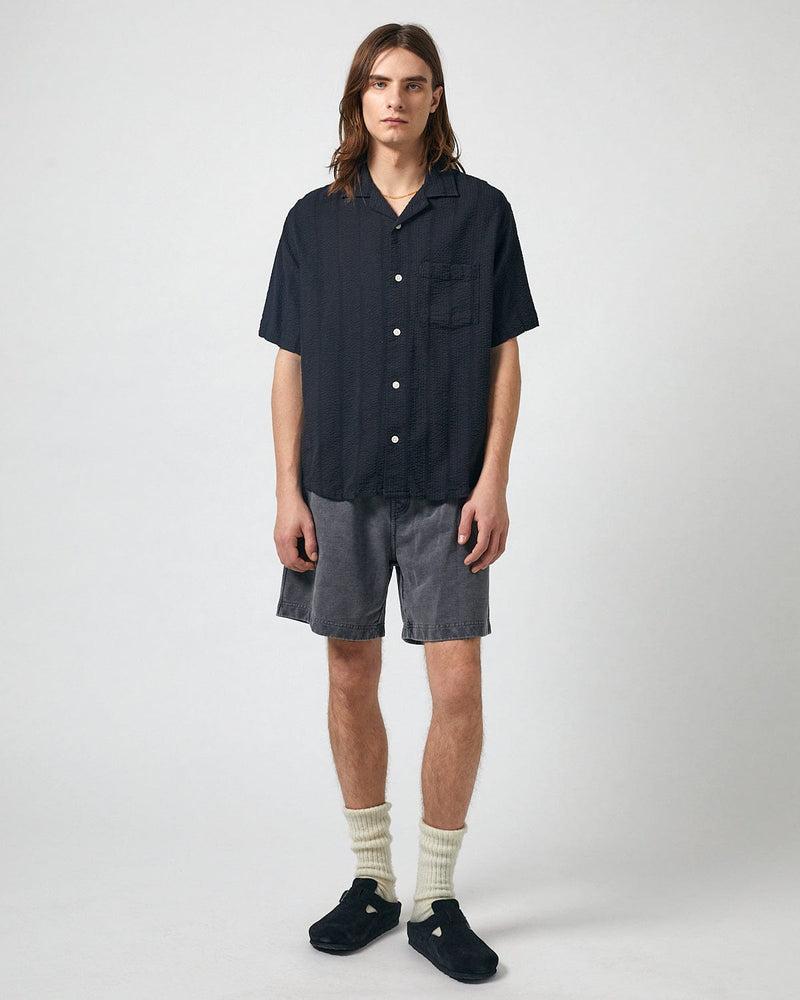 French Terry Garment Dyed Shorts - Blue Product Image