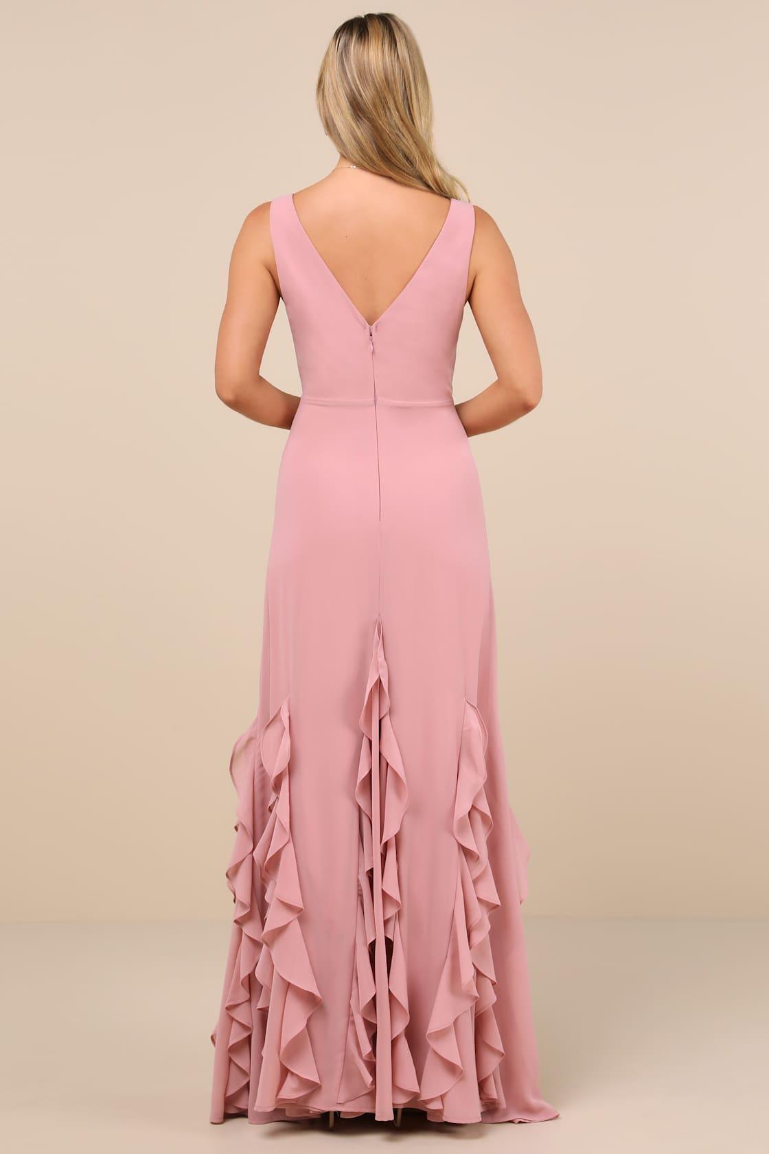 Alorna Rose Pink Sleeveless Ruffled Maxi Dress Product Image