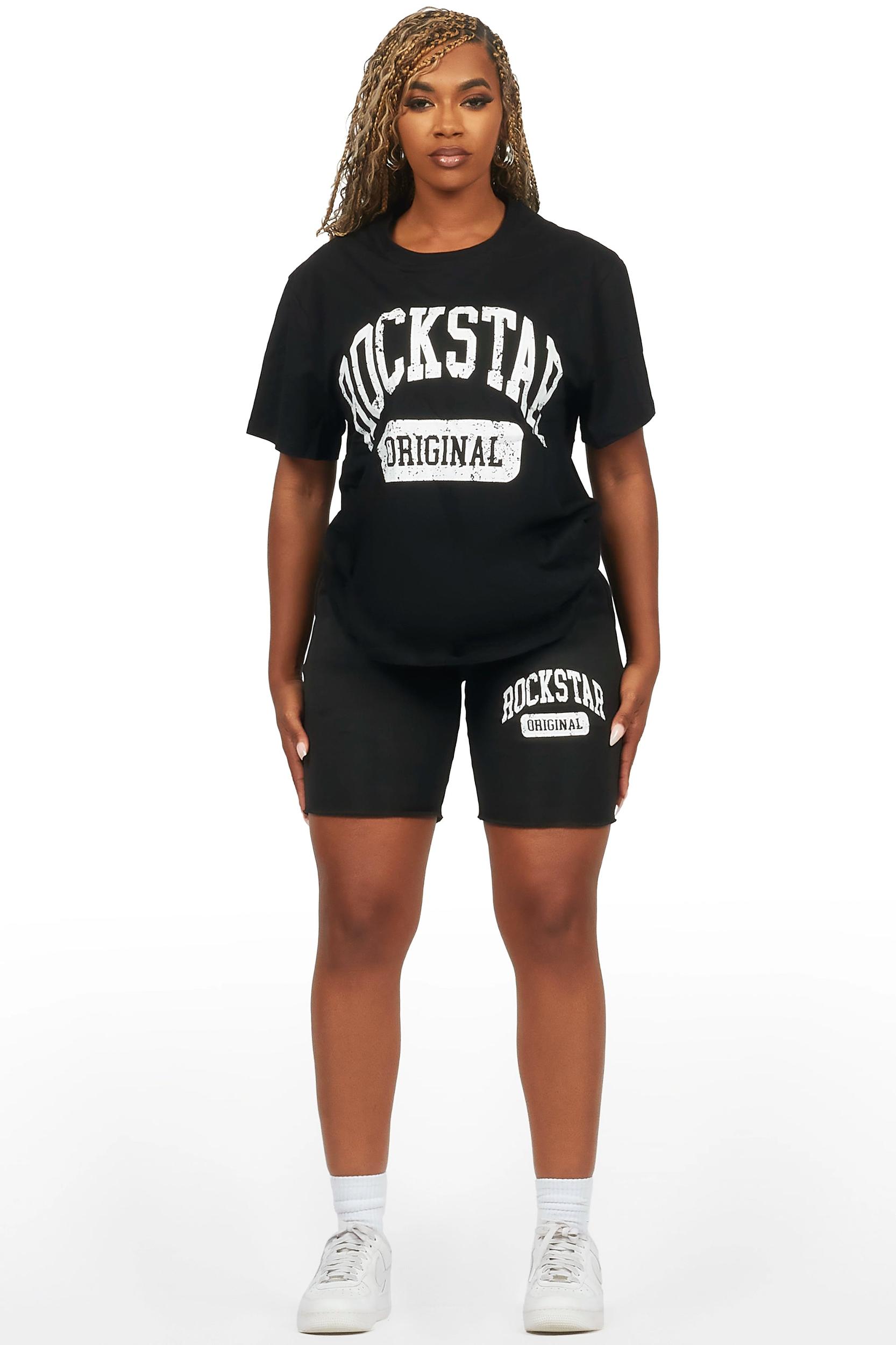 Javonuna Black T-Shirt Short Set Female Product Image